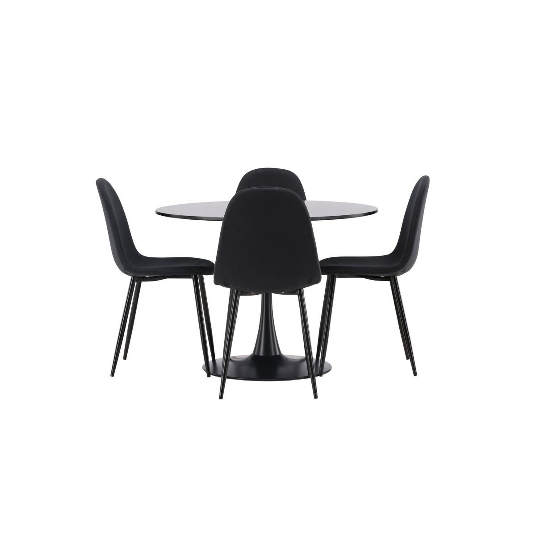 Voir la diapositive 2 : Paris Prix Ensemble table à manger & 4 chaises en tissu  glade & polar  100cm noir