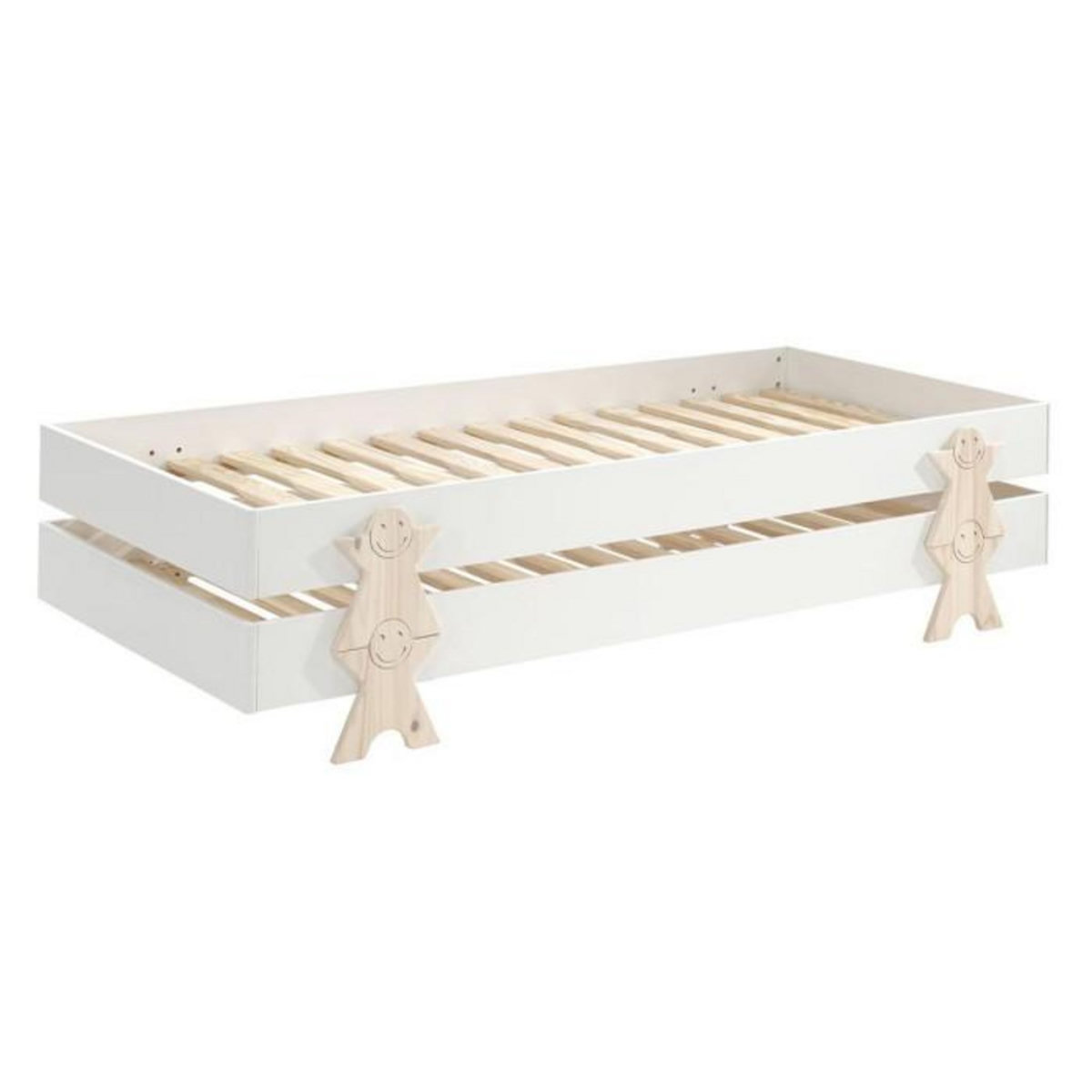 Paris Prix Lit Enfant en Bois  Modulo Smiley II  90x200cm Blanc