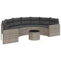 Voir la diapositive 2 : VIDAXL Canape de jardin table coussins demi-rond gris resine tressee