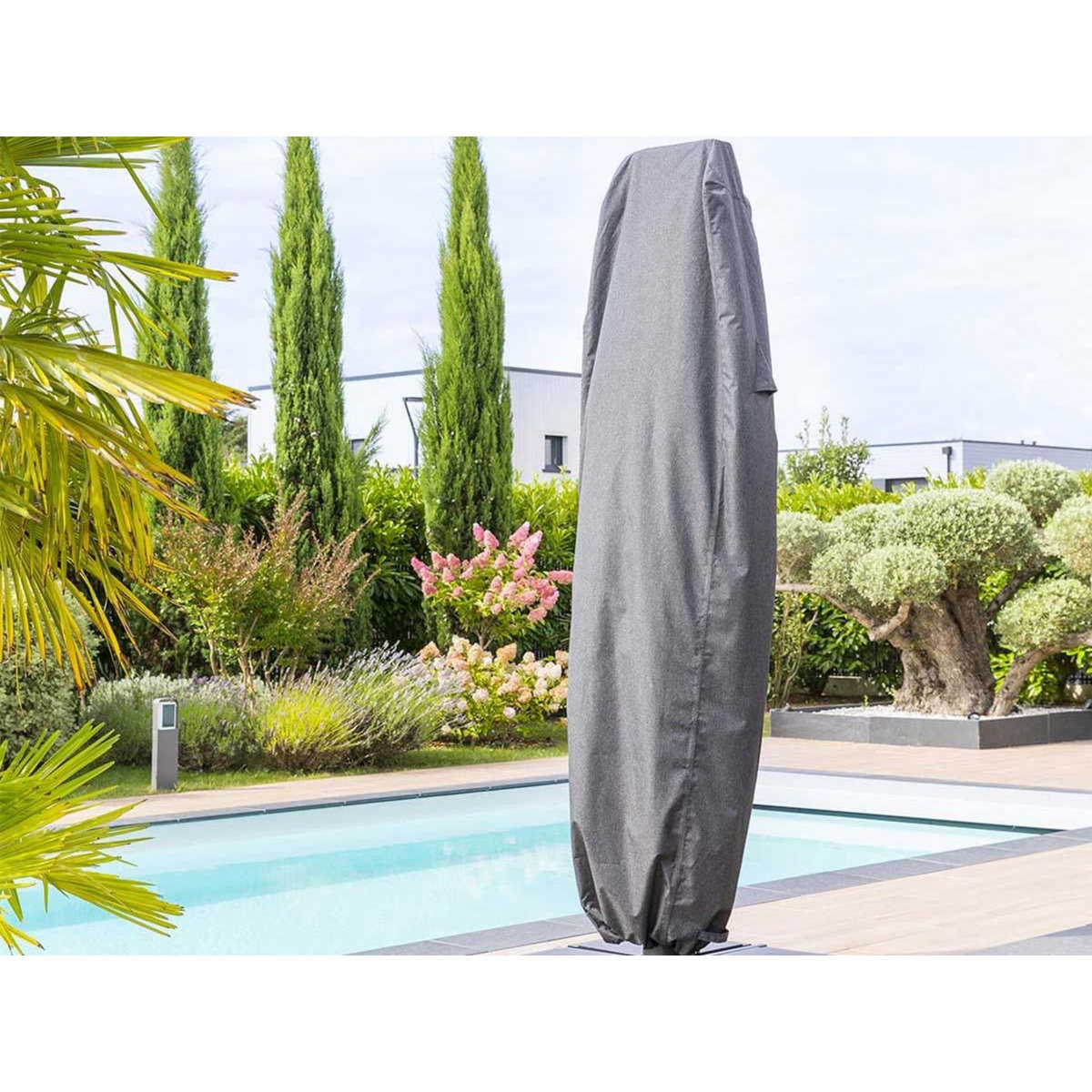 HESPERIDE Housse pour parasol décentré S gris Hambo - 60 x 30 x 210 cm - Hespéride