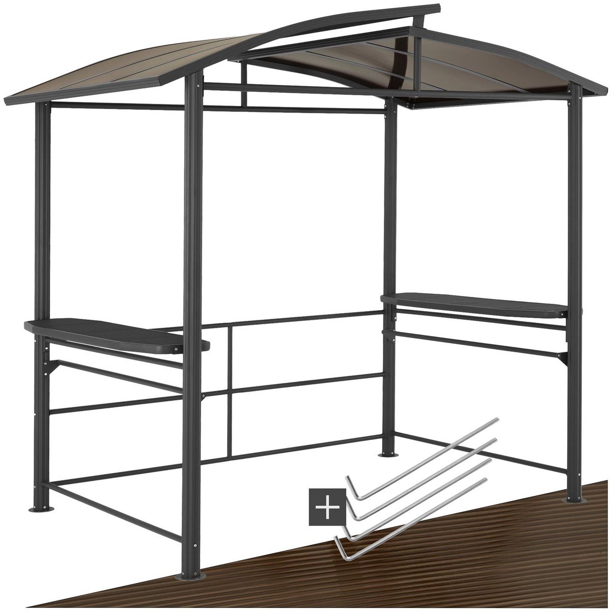 tectake Abri pavillon pour barbecue bonne circulation de l'air gris