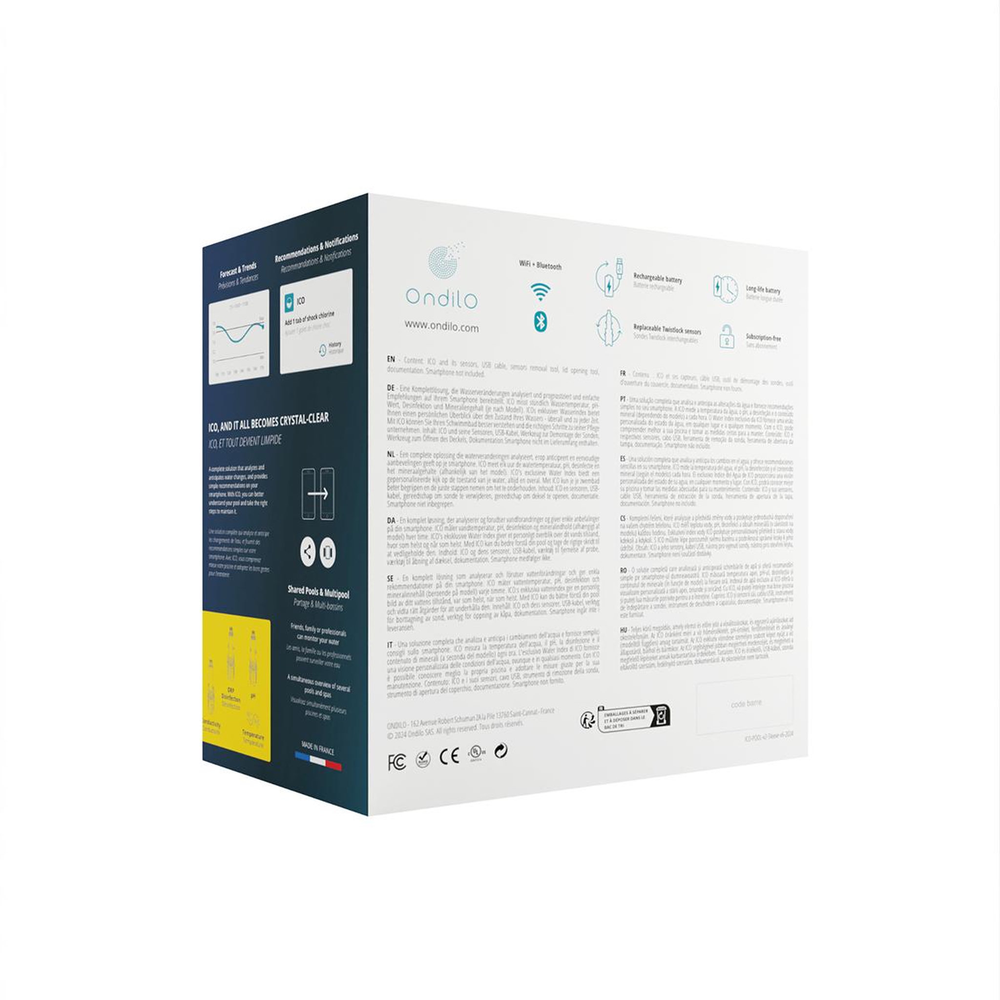Voir la diapositive 5 : ONDILO Analyseur d'eau connecté wifi + bluetooth - ICO POOL V2 SEL