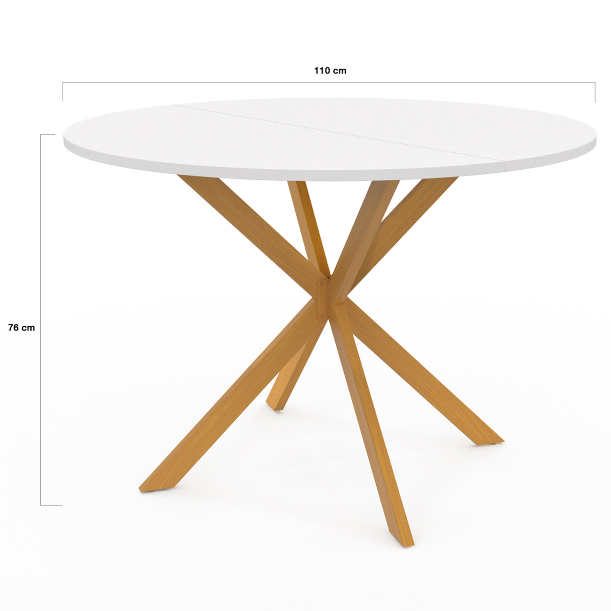 Voir la diapositive 4 : ID MARKET Table à manger ronde alix 6 personnes pied araignée bois plateau blanc gisele 110 cm