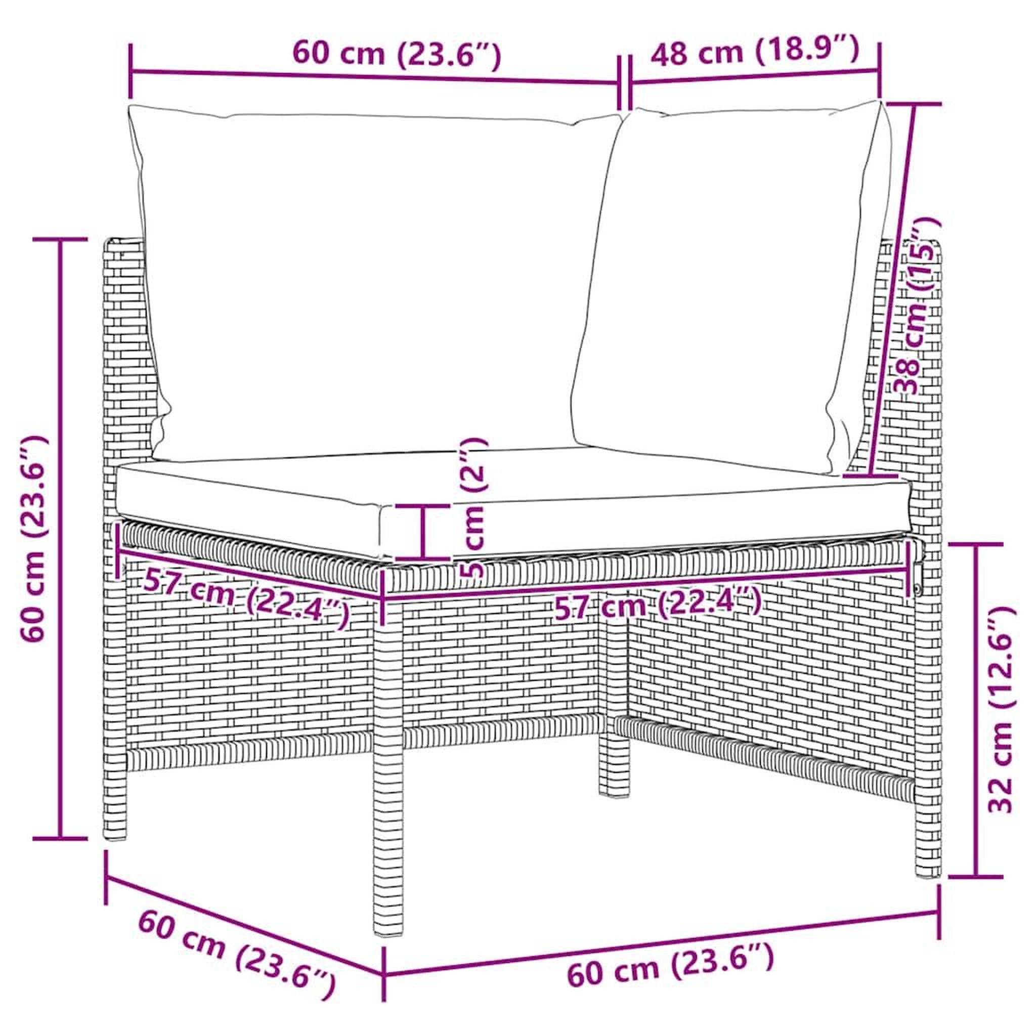 Voir la diapositive 6 : VIDAXL Canape de jardin a 2 places avec coussins noir resine tressee