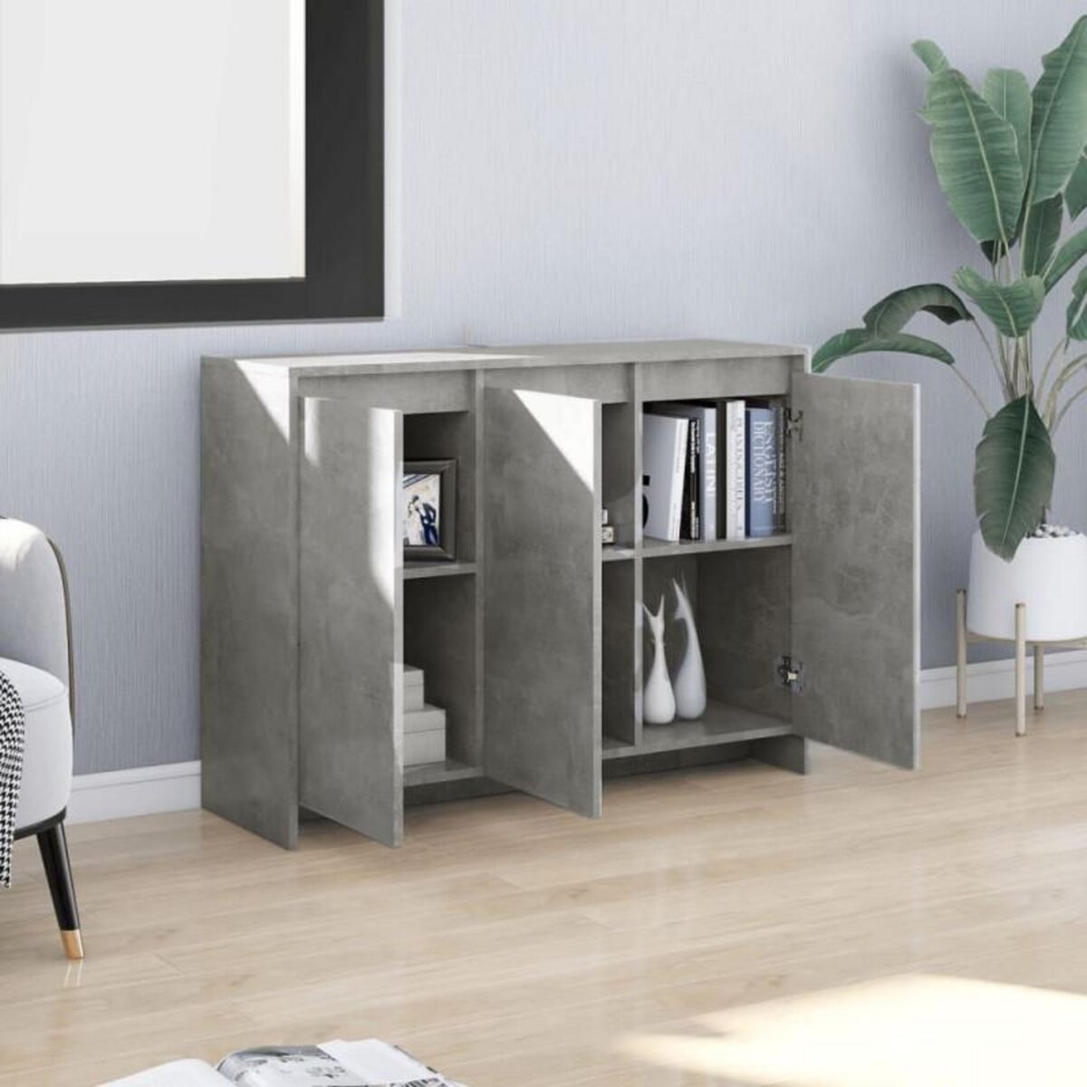 VIDAXL Buffet Gris béton 102x33x75 cm Bois d ingénierie