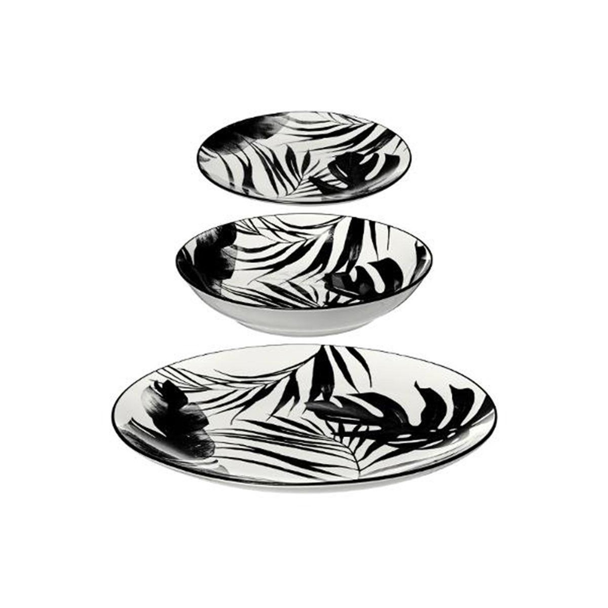 SECRET DE GOURMET Service de table 18 pièces  palme  26cm noir