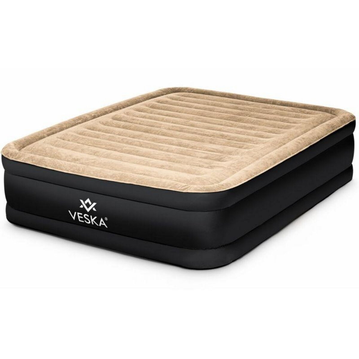 BLUMIE Matelas gonflable 2 places avec pompe électrique intégré - Beige