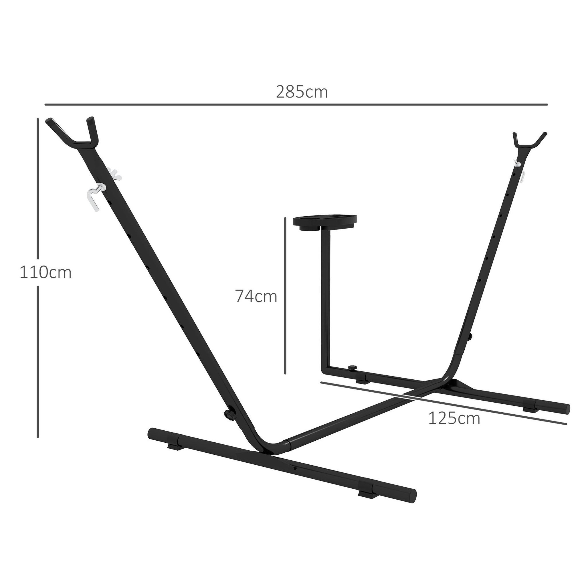 Voir la diapositive 3 : OUTSUNNY Support pied de hamac avec porte-gobelet structure métal époxy noir