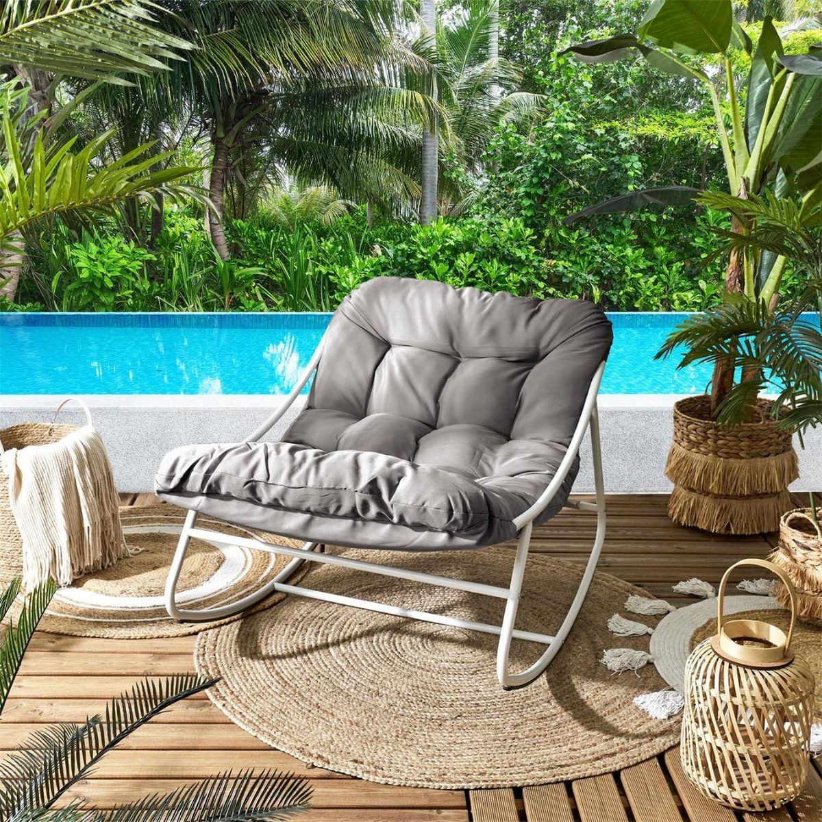 The Home Deco Factory Fauteuil à bascule TENERIFE - Gris