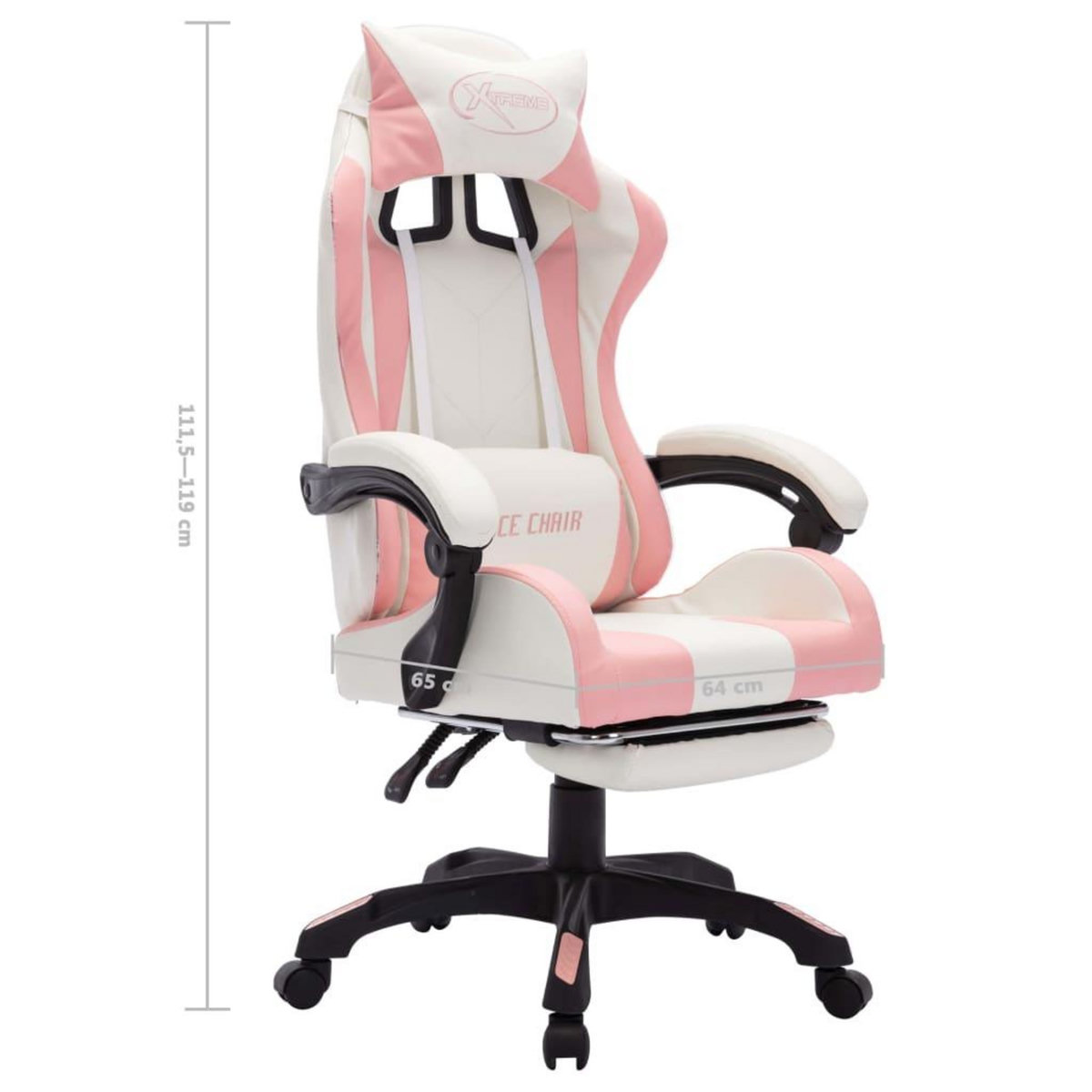 VIDAXL Fauteuil de jeux video avec LED RVB Rose et blanc Similicuir