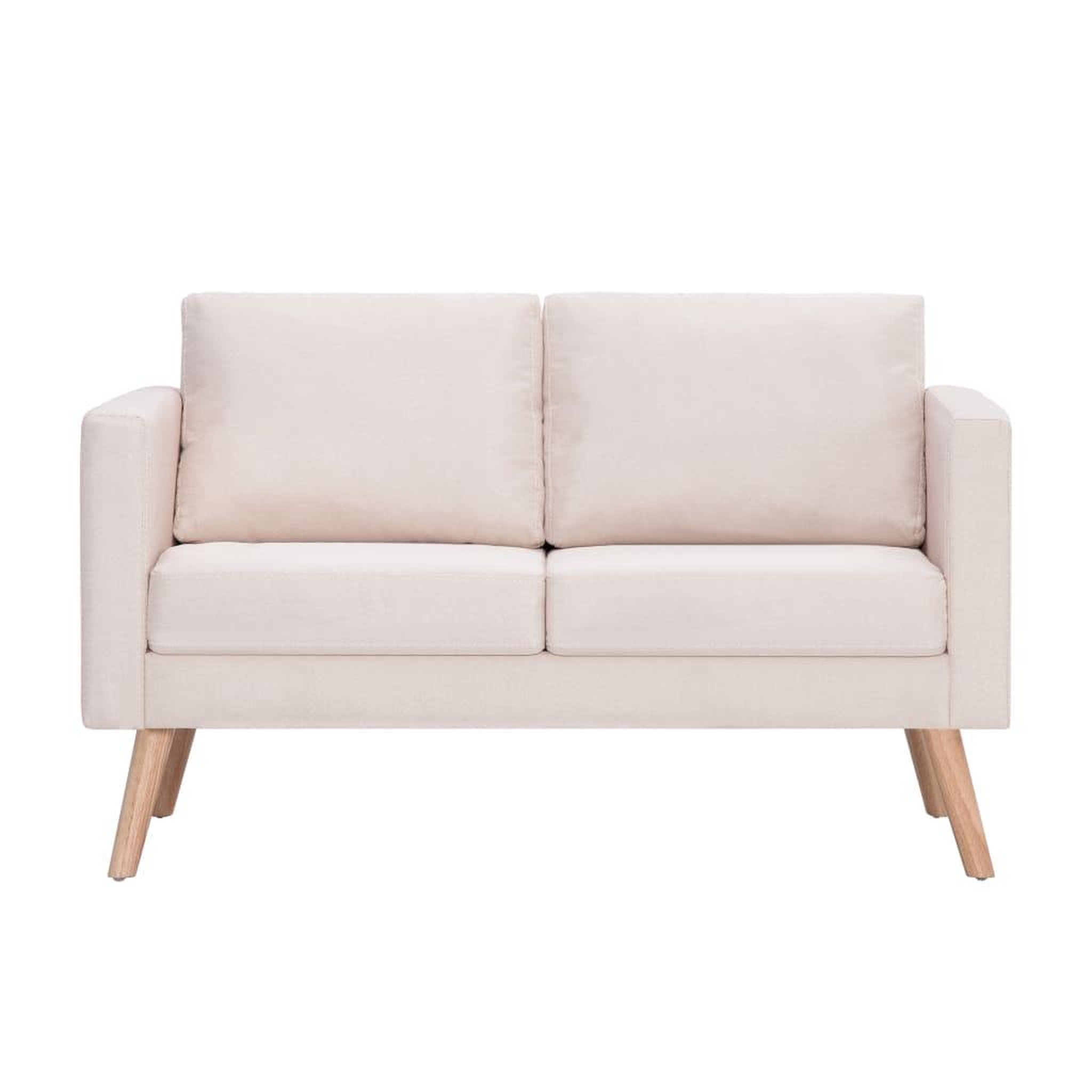 Voir la diapositive 3 : VIDAXL Canape a 2 places Tissu Creme
