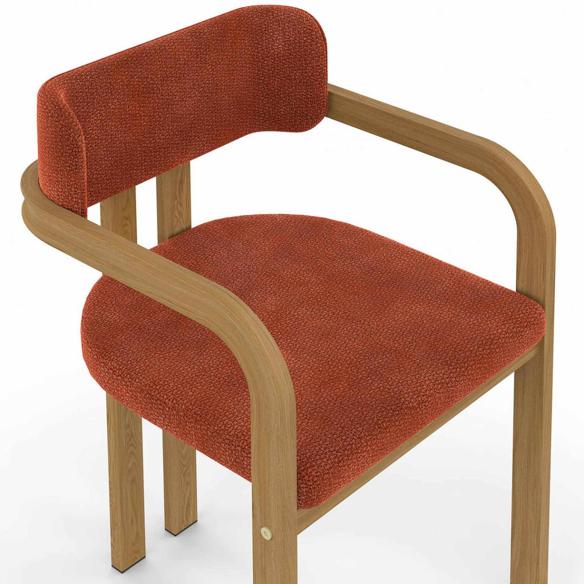 Voir la diapositive 6 : ID MARKET Lot de 4 chaises de salle à manger, fauteuils de table esma en métal effet bois et tissu chenille terracotta avec accoudoirs