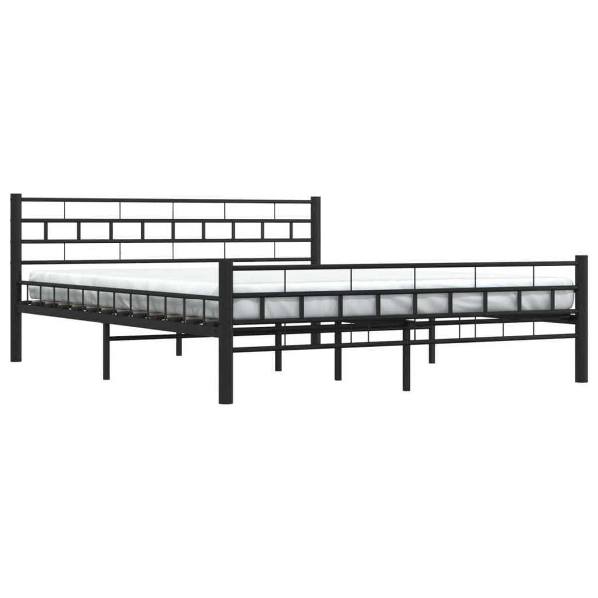 VIDAXL Cadre de lit sans matelas et tete de lit noir 160x200 cm acier