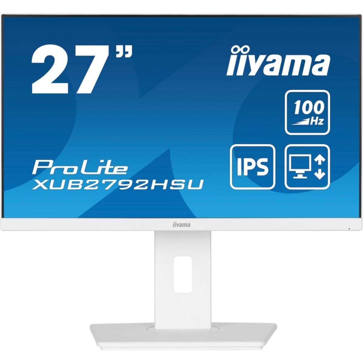 Iiyama Ecran PC PROLITE XUB2792HSU-W6 27''Plat IPS Blanc