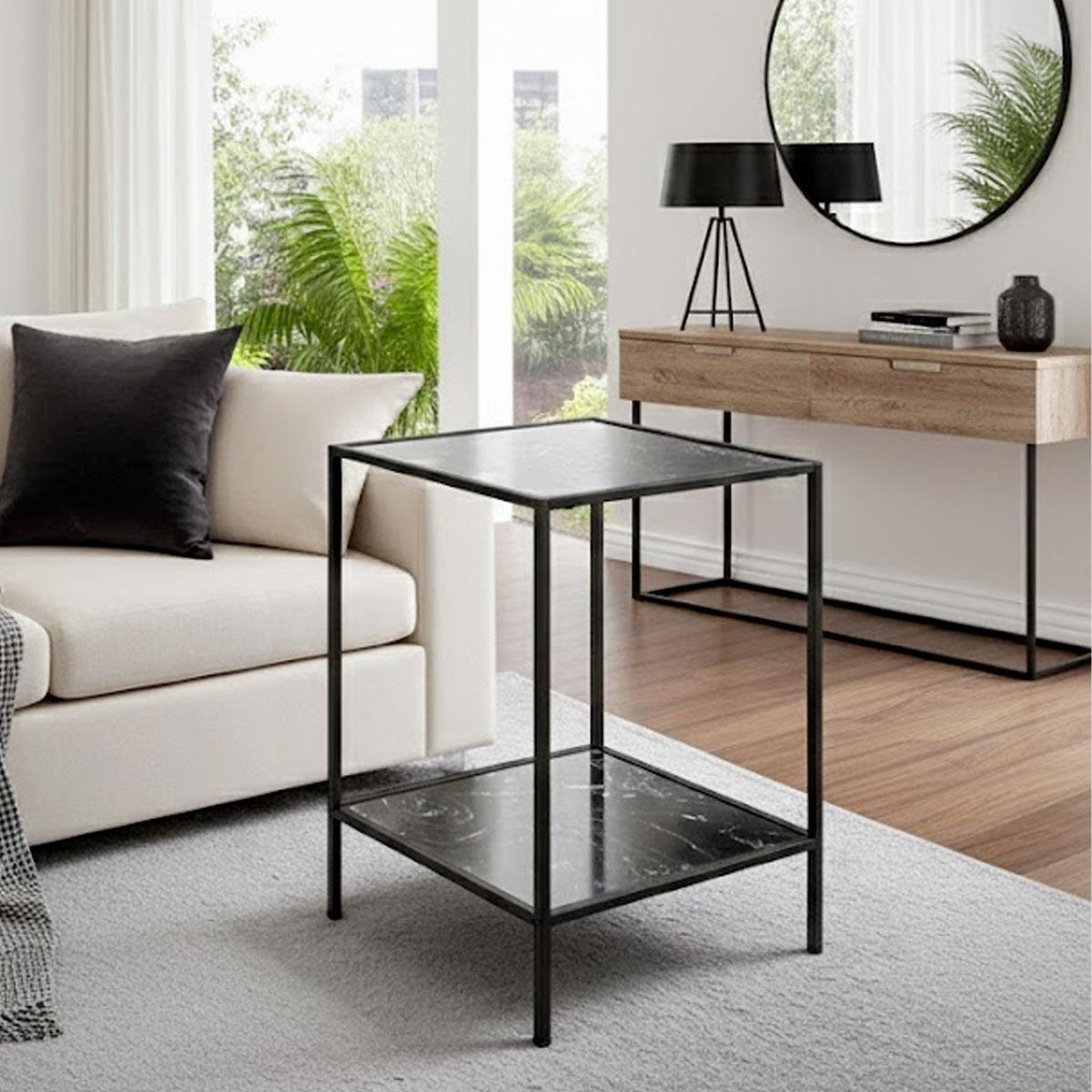Voir la diapositive 4 : Paris Prix Table d'appoint effet marbre  julia  60cm noir