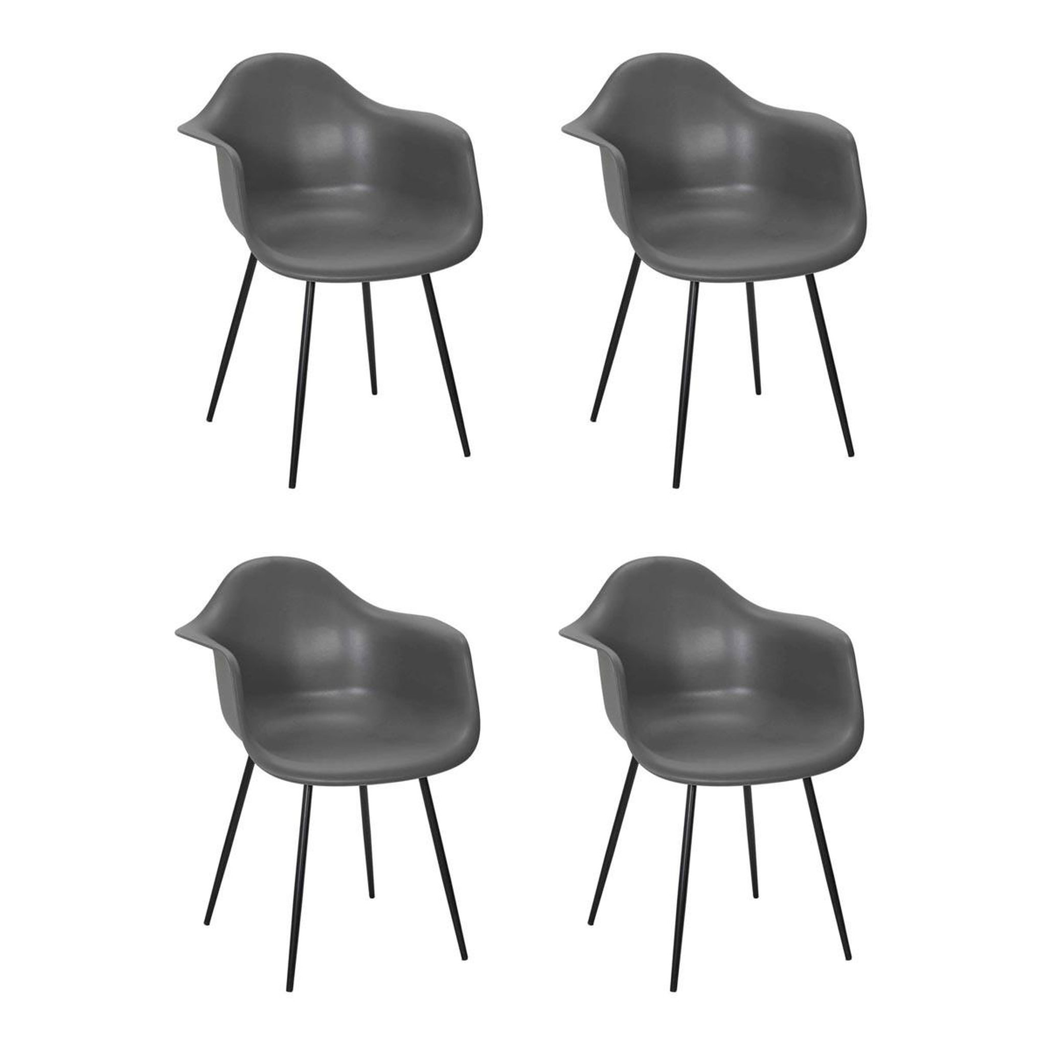 The Home Deco Factory Lot de 4 chaises fauteuil  gustav  85cm gris