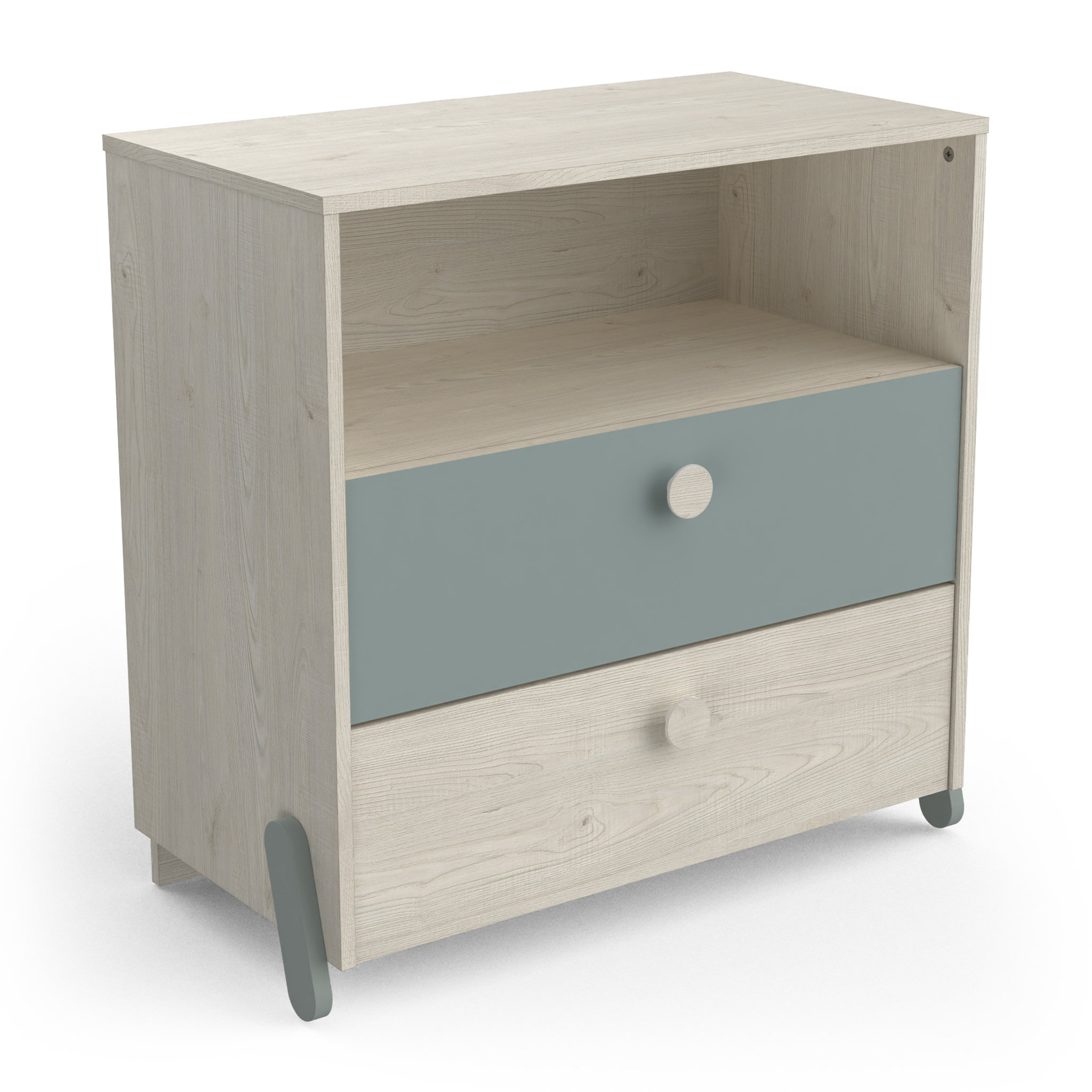 Voir la diapositive 1 : Commode enfant 1 niches 2 tiroirs L73cm NOLAN