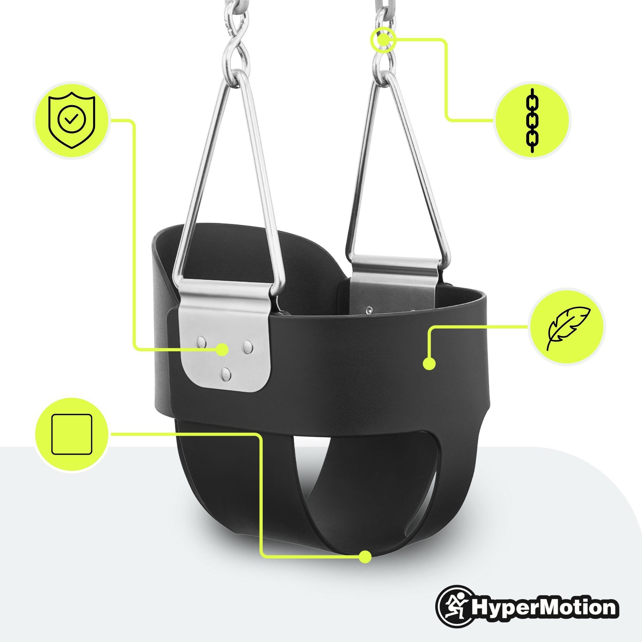 Voir la diapositive 3 : HYPERMOTION Balançoire Baquet Bébé HyperMotion - Assise EVA Confort & Sécurité Jardin 22kg