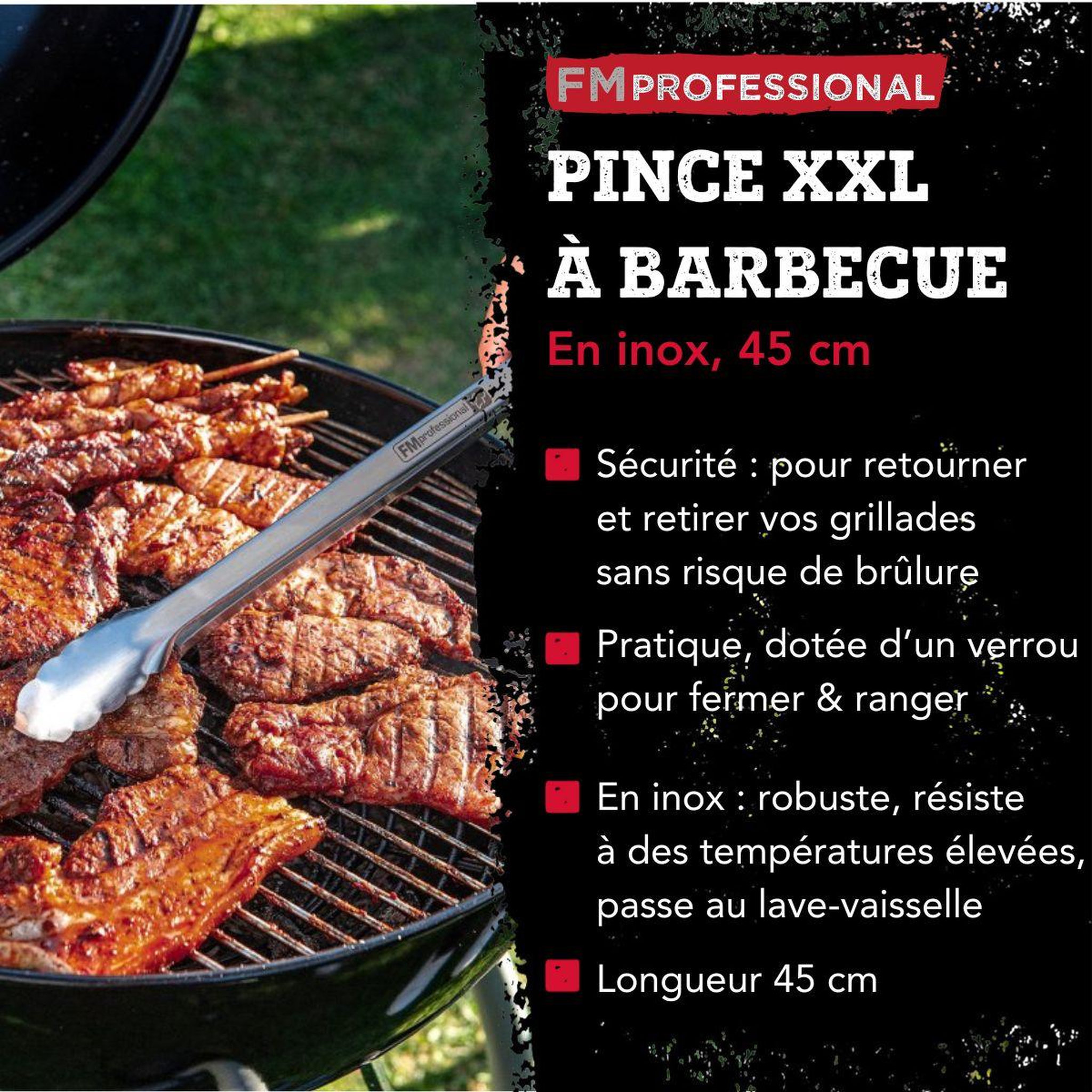 Voir la diapositive 3 : FM PROFESSIONAL Pince à barbecue professionnelle 45 cm FM Professional