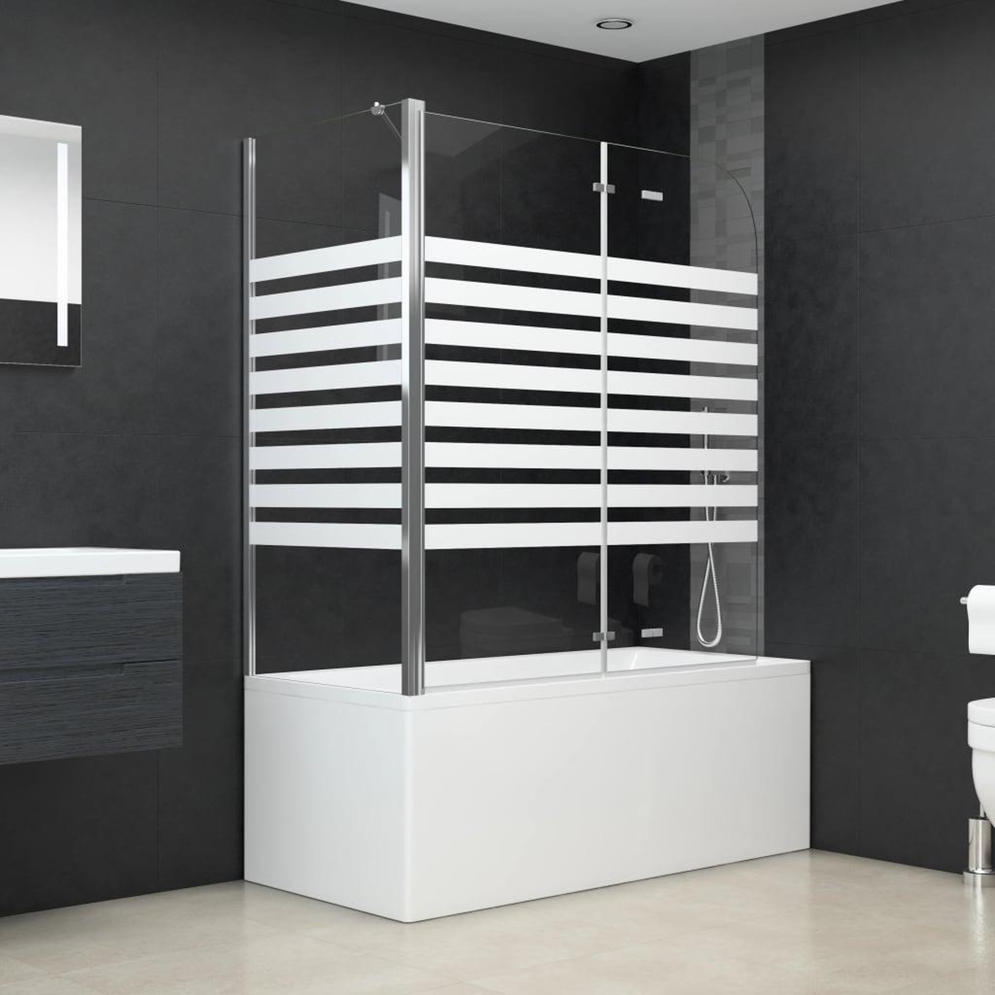 Voir la diapositive 1 : VIDAXL Enclos de bain 120x68x130 cm verre trempe rayures