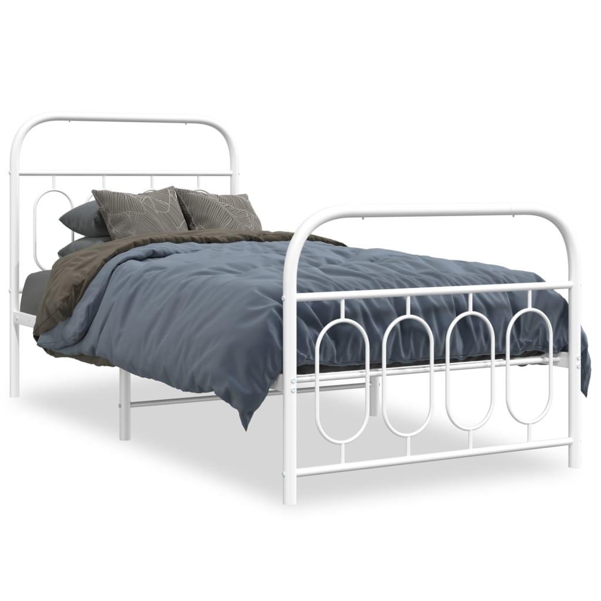 Voir la diapositive 2 : VIDAXL Cadre de lit metal sans matelas avec pied de lit blanc 80x200cm