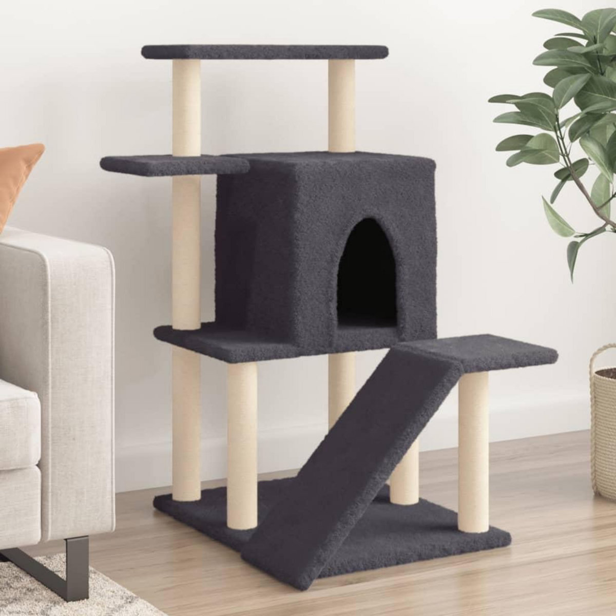VIDAXL Arbre a chat avec griffoirs en sisal gris fonce 97 cm