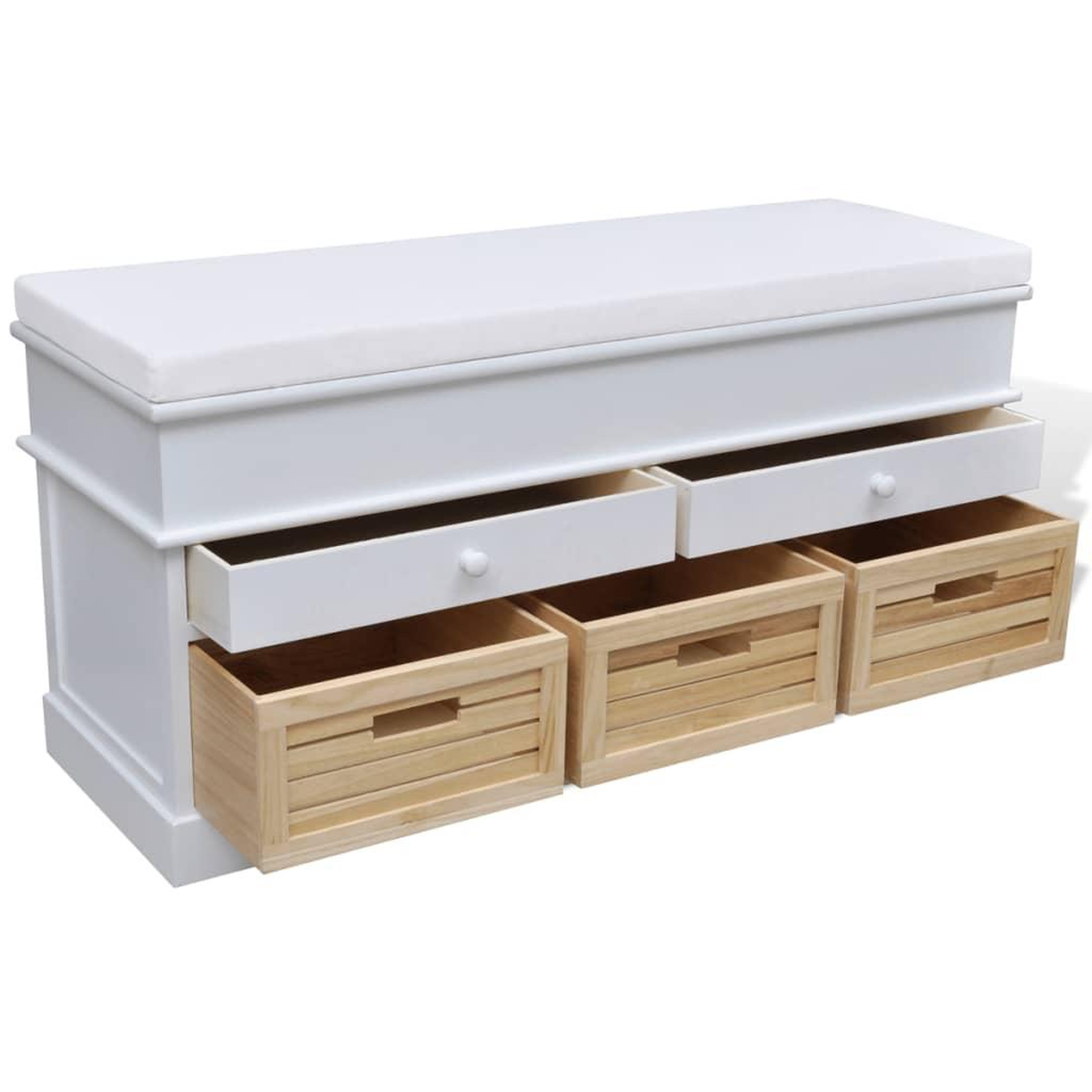 Voir la diapositive 3 : VIDAXL Banc d'entree et de rangement avec coussin 2 tiroirs blanc
