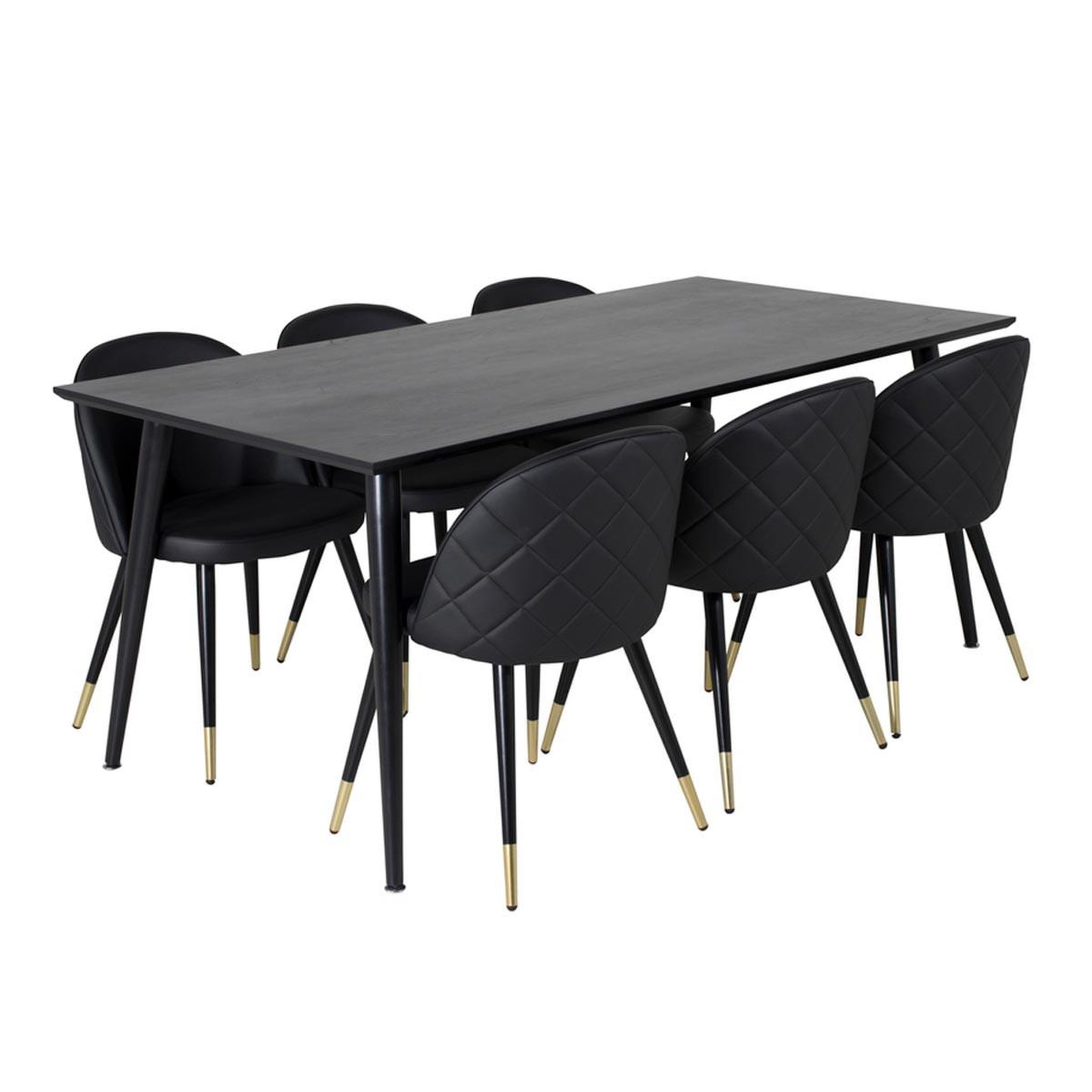 Paris Prix Ensemble table à manger & 6 chaises design  dipp & velvet  180cm noir