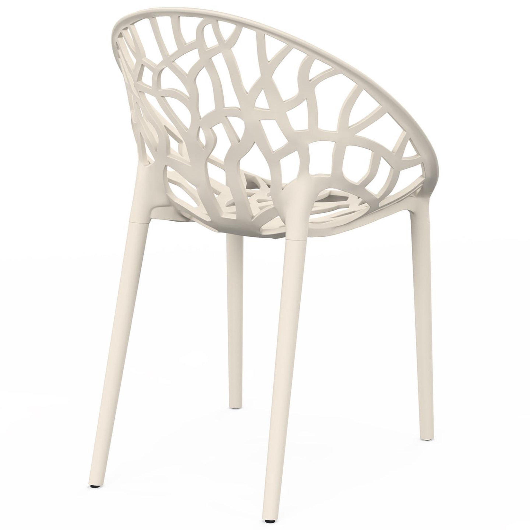Voir la diapositive 5 : ID MARKET Lot de 4 chaises de jardin empilables amira en polypropylène beige motif organique
