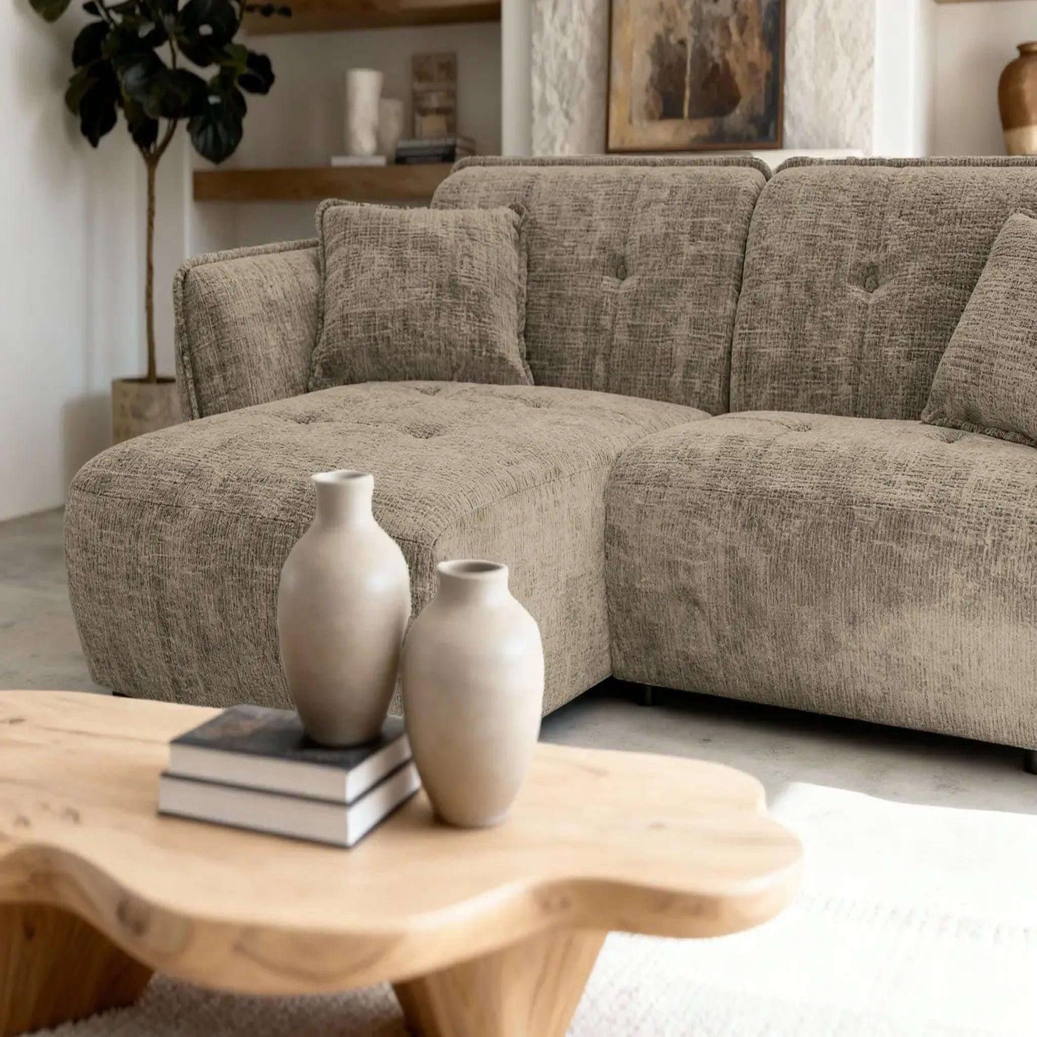 Voir la diapositive 4 : CASANOVA PARIS Mona - canapé d'angle tissu chenille 4 places droit