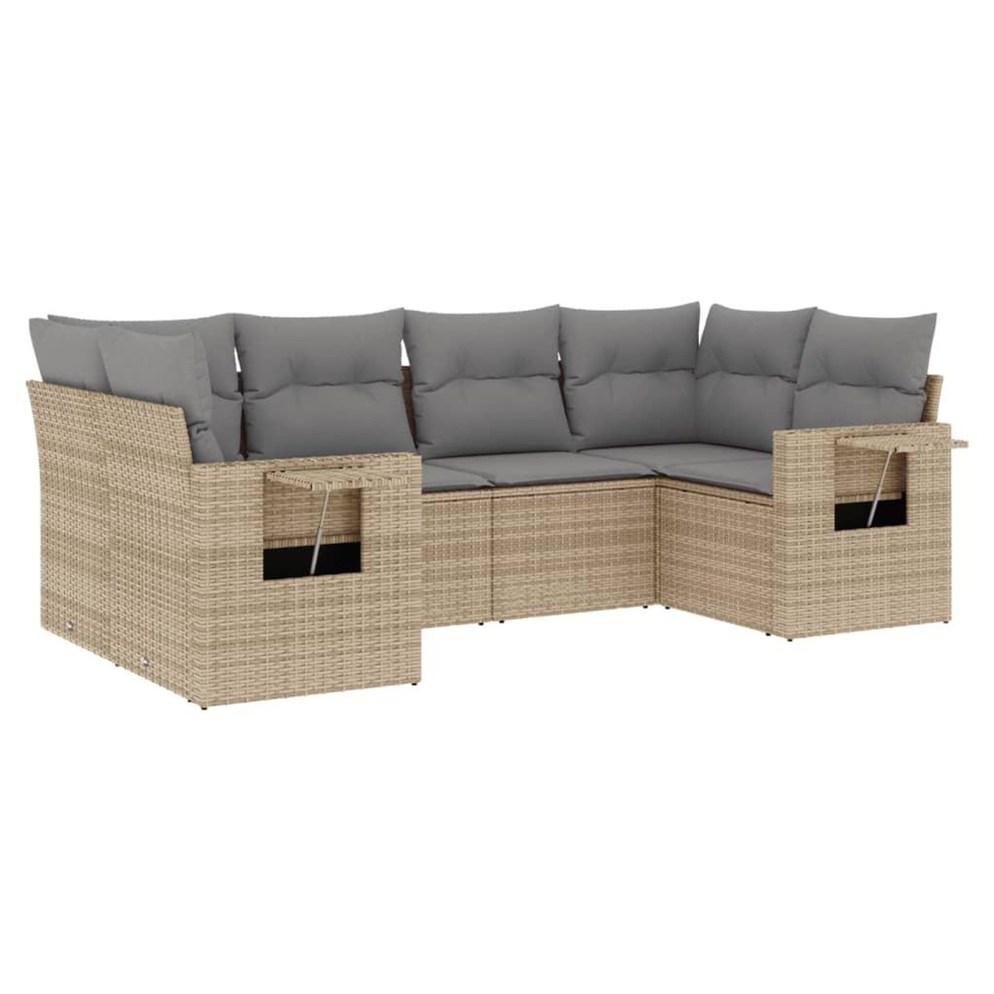 Voir la diapositive 2 : VIDAXL Salon de jardin avec coussins 6 pcs beige resine tressee