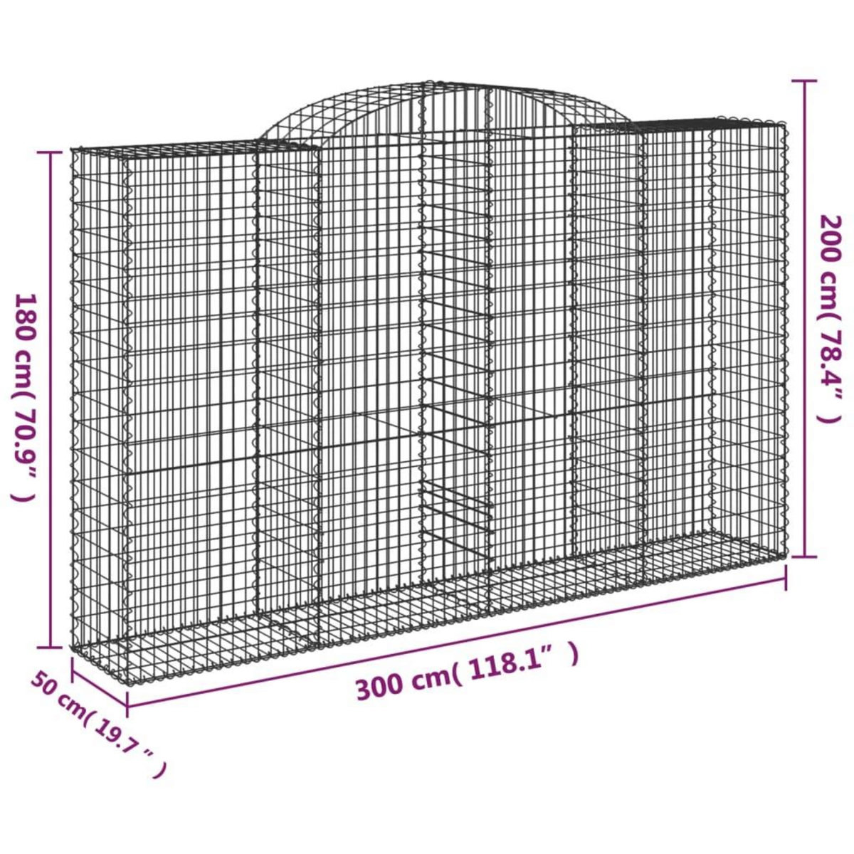 VIDAXL Paniers a gabions arques 3 pcs 300x50x180/200 cm fer galvanise