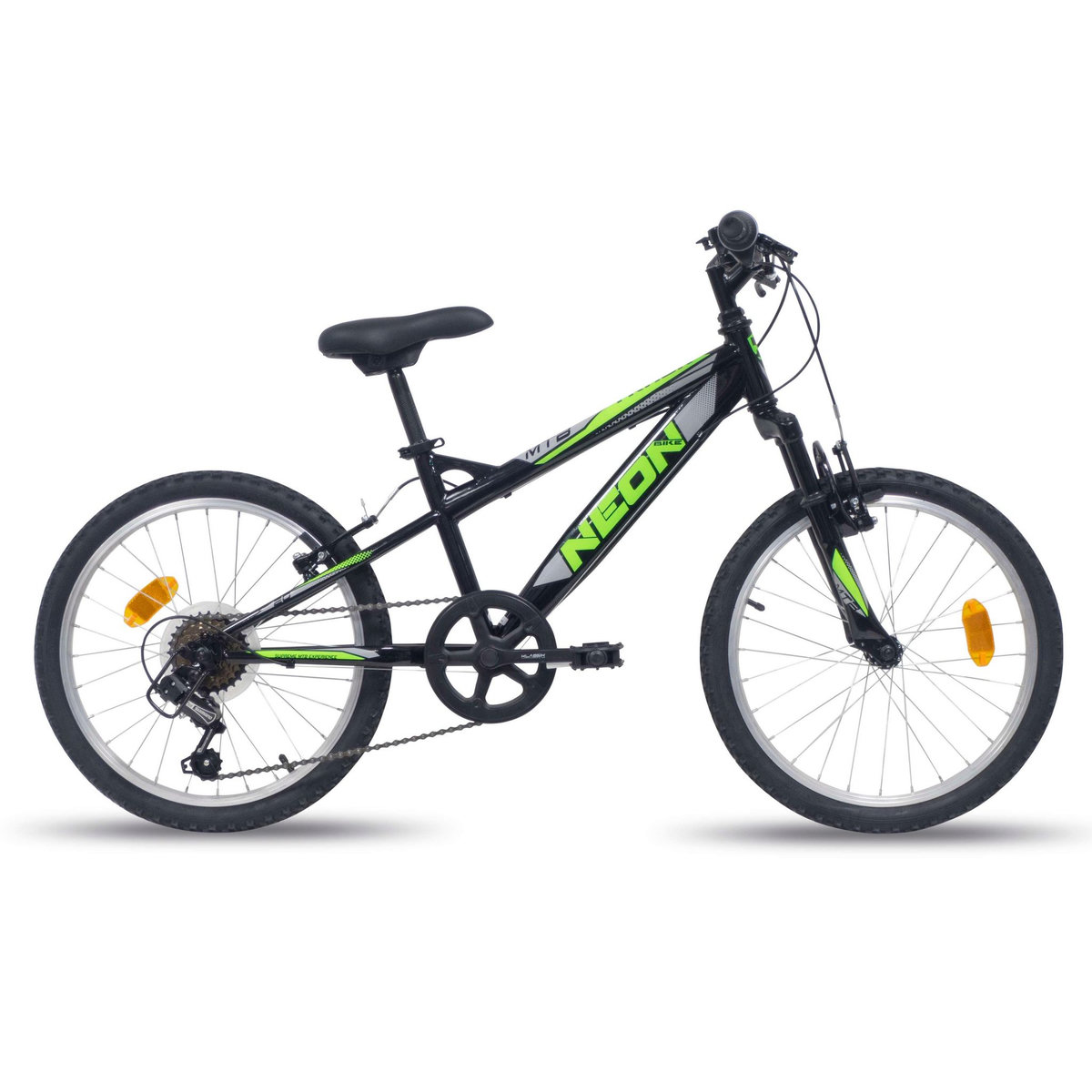 Vélo enfant (120/140 cm - VTT 20''  cadre rigide en acier - fourche télescopique - 6 vitesses avec dérailleur Shimano TY21, poignée tournante & Freins V-Brake