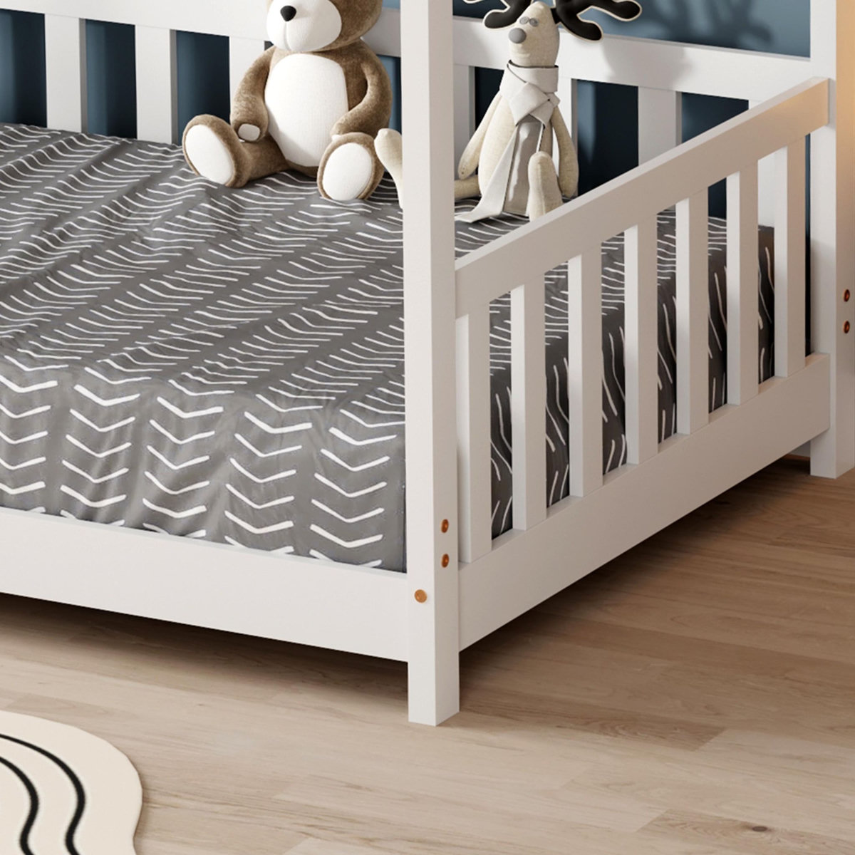 MINEA MINEA | Lit cabane avec barrière TCHOUPI 90x190 cm (matelas non inclus)