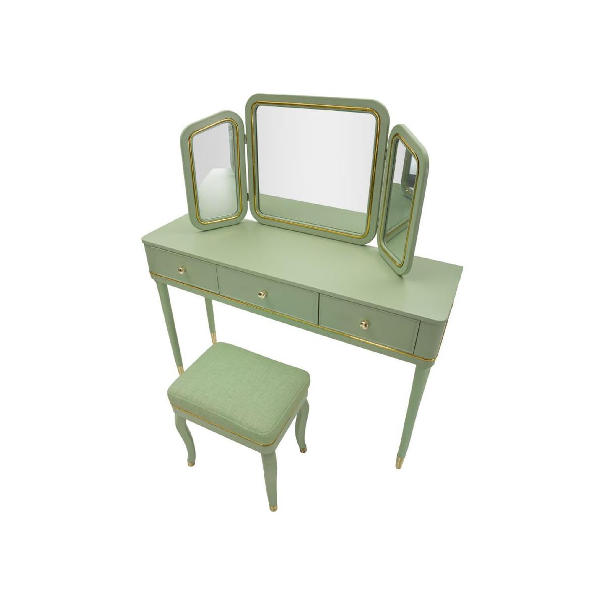 Voir la diapositive 3 : Paris Prix Coiffeuse avec miroir & tabouret  camille  120cm vert