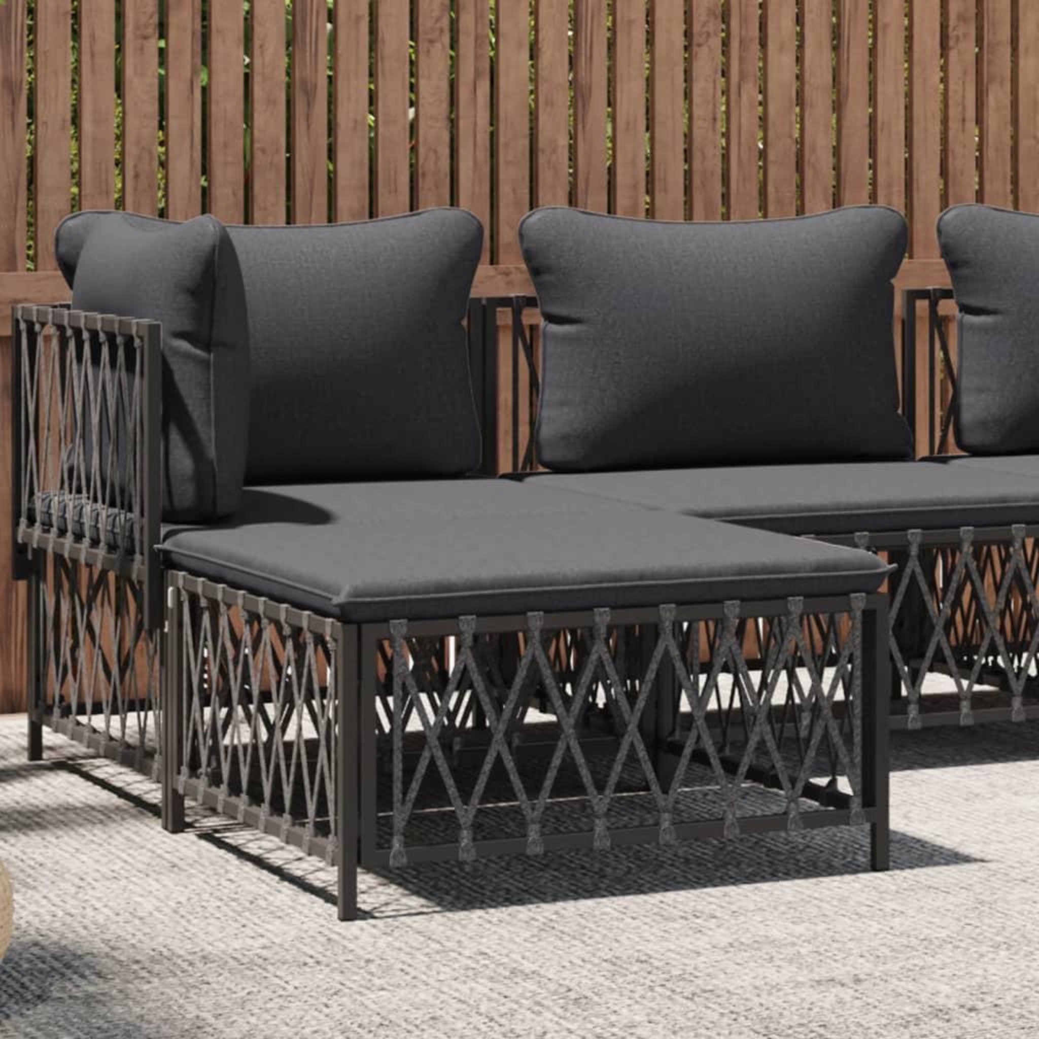 VIDAXL Repose-pied de jardin avec coussin anthracite tissu tisse