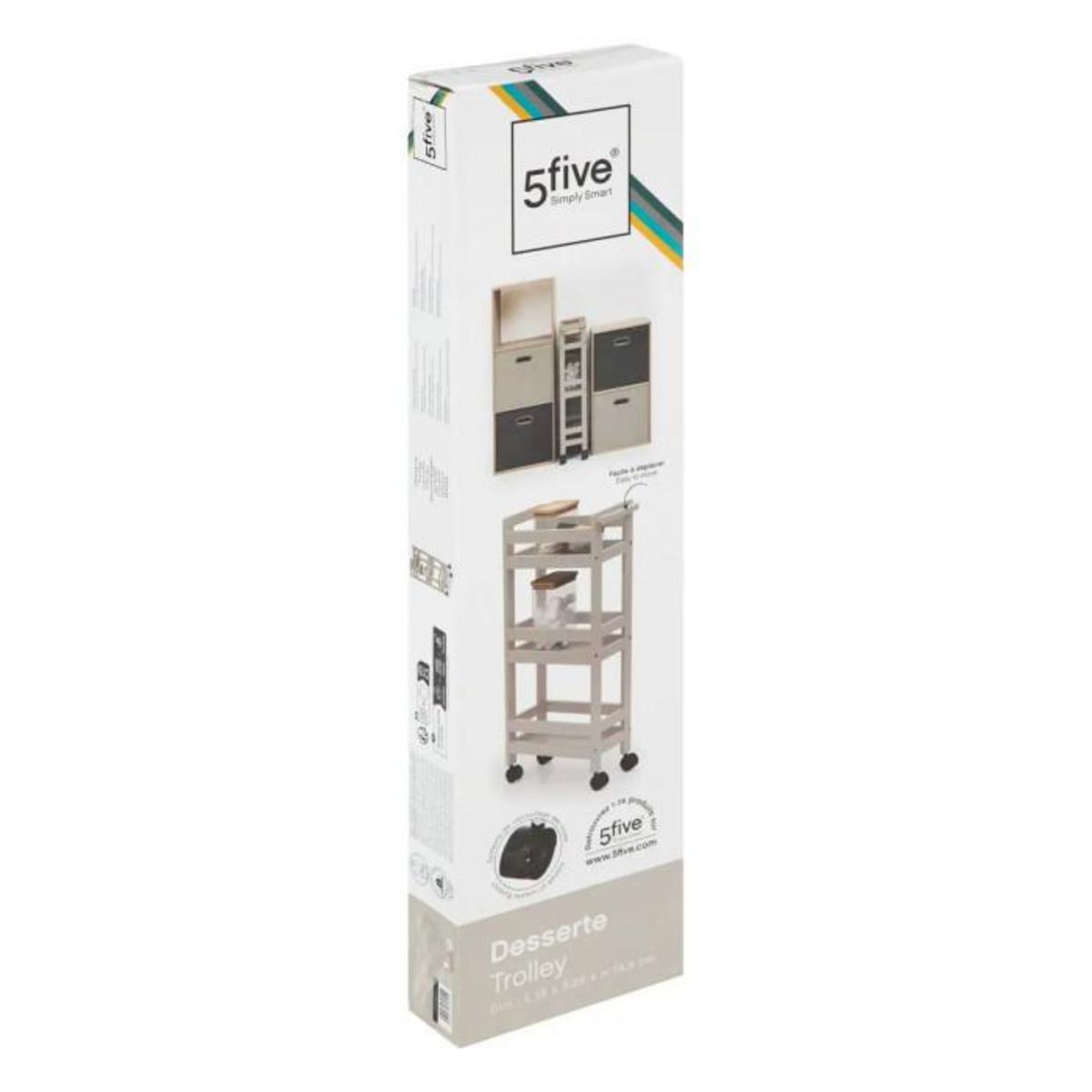 FIVE Desserte de Cuisine  3 Niveaux  75cm Naturel