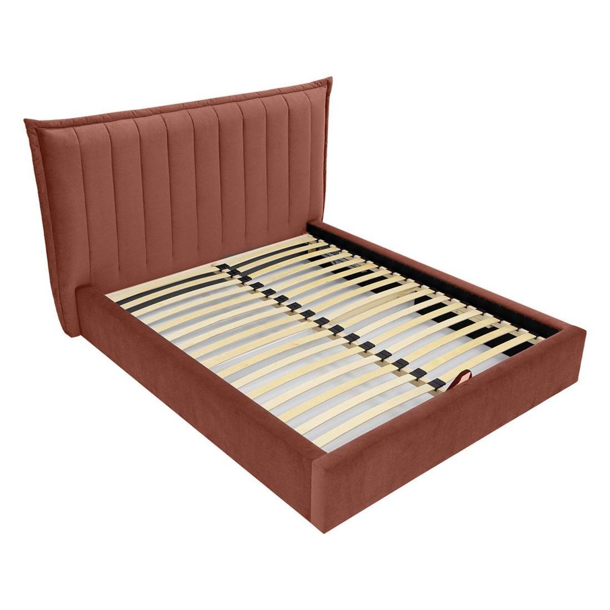 BEST MOBILIER Esmee - lit coffre - 140x200 cm - en velours - sommier inclus