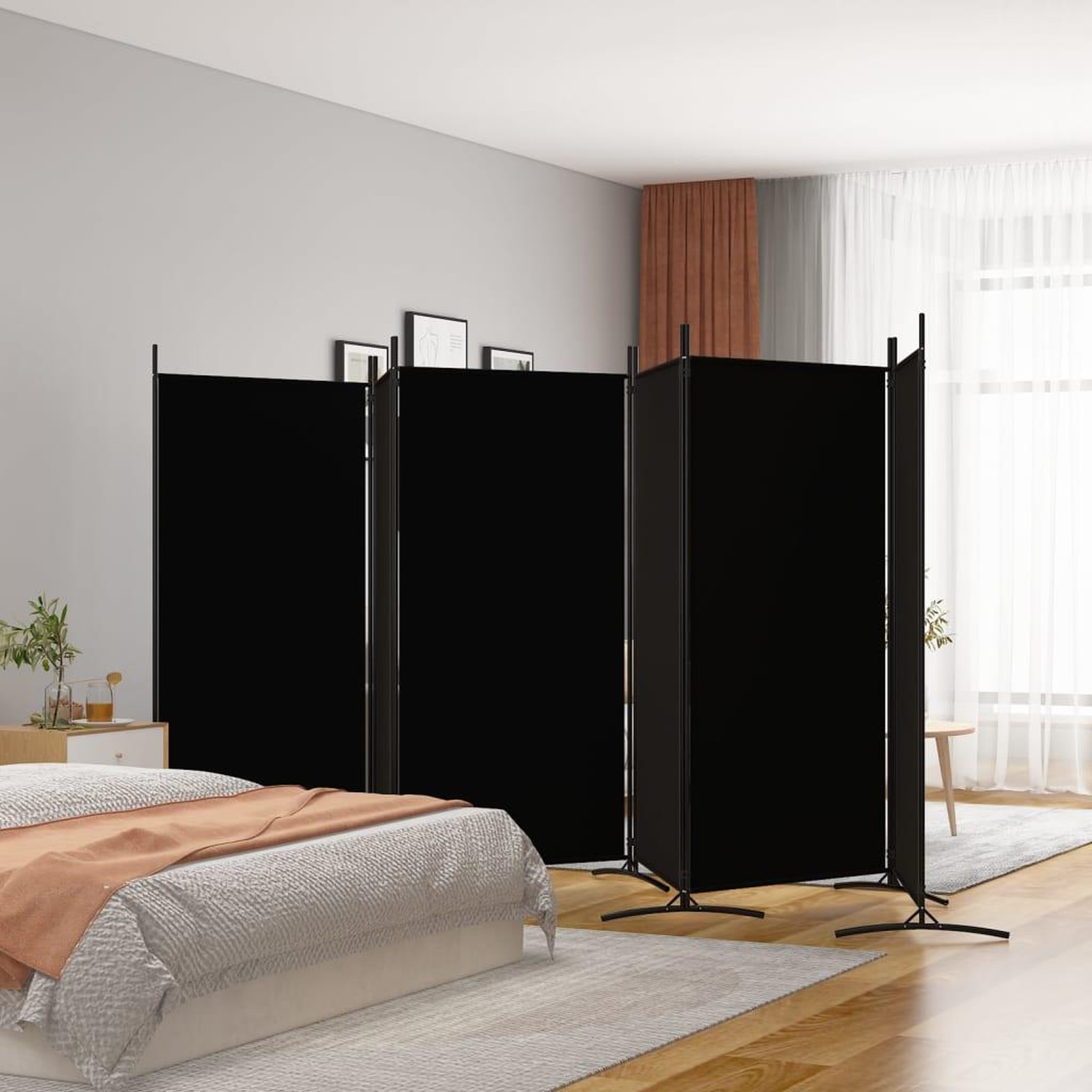 VIDAXL Cloison de separation 6 panneaux Noir 520x180 cm Tissu