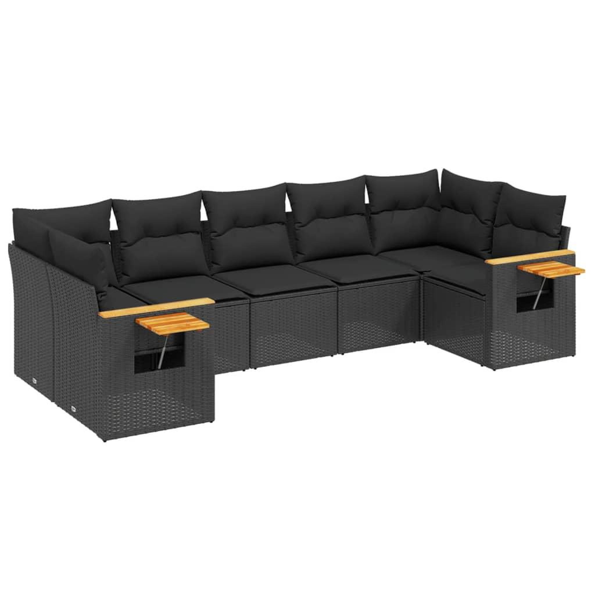 Voir la diapositive 2 : VIDAXL Salon de jardin 7 pcs avec coussins noir resine tressee