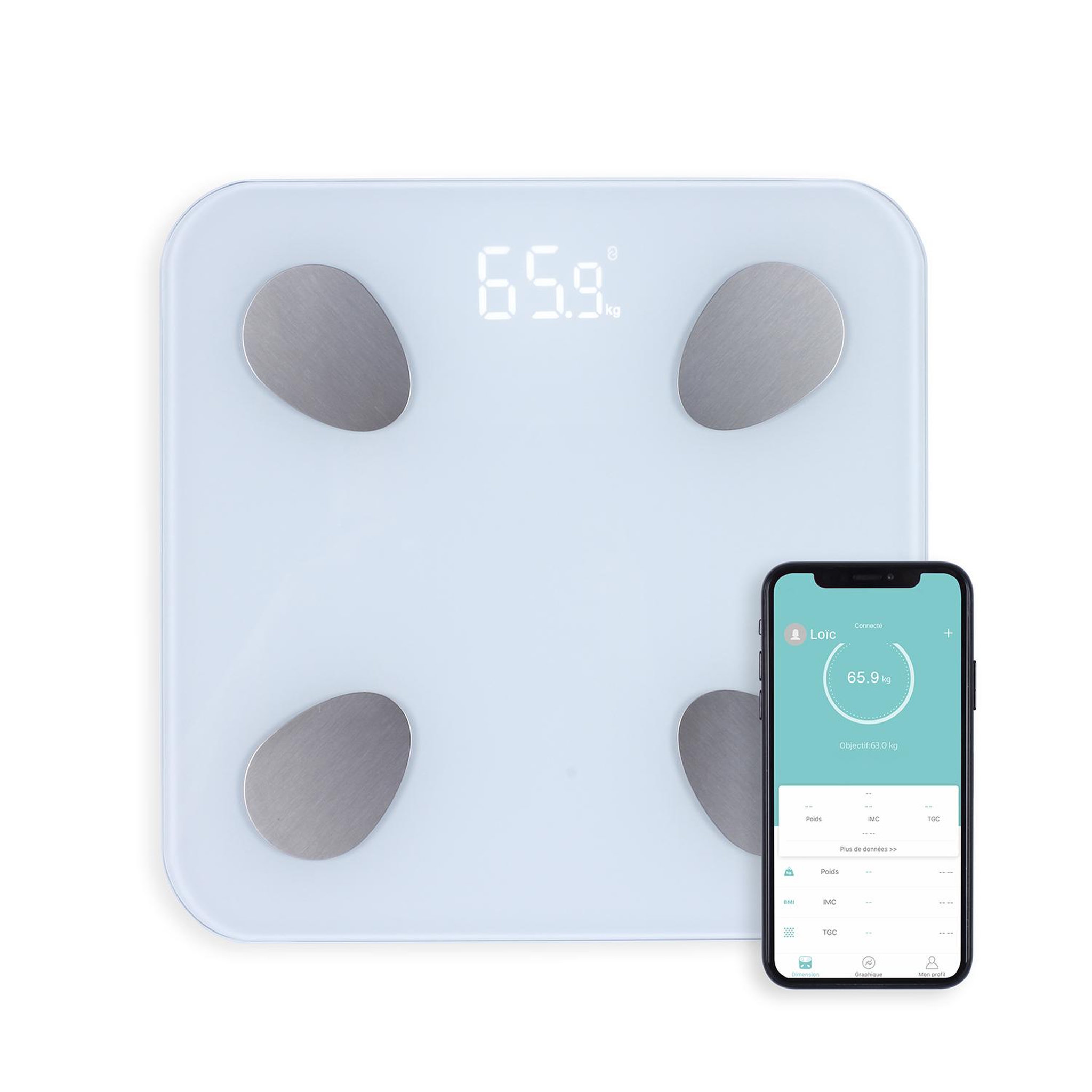 LIVOO Pèse-personne connecté 180kg/100g - dom428