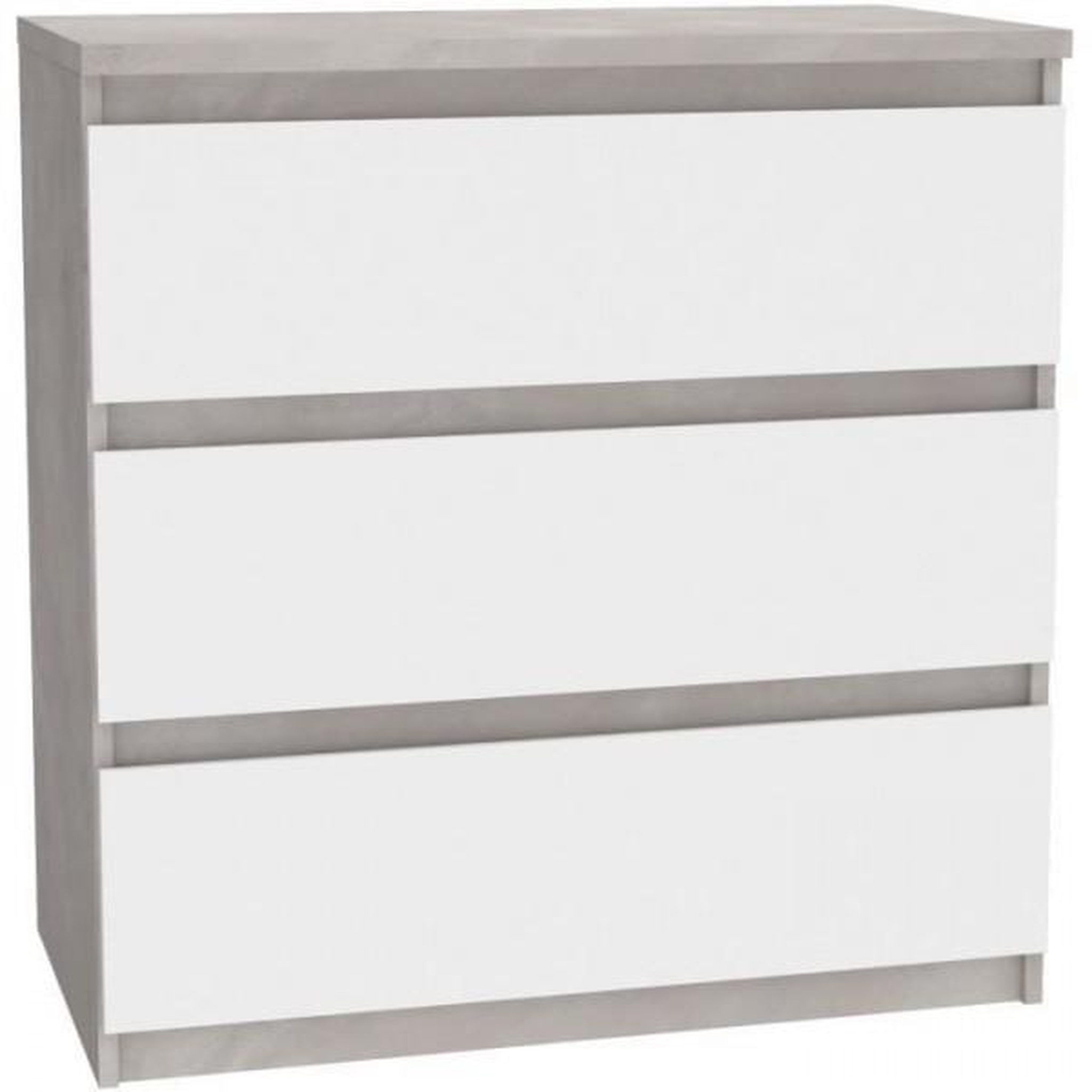 Voir la diapositive 1 : MARKET24 Commode CHELSEA 3 Tiroirs - Couleur blanc/béton clair - L 77,2 x P 42 x H 79,9 cm