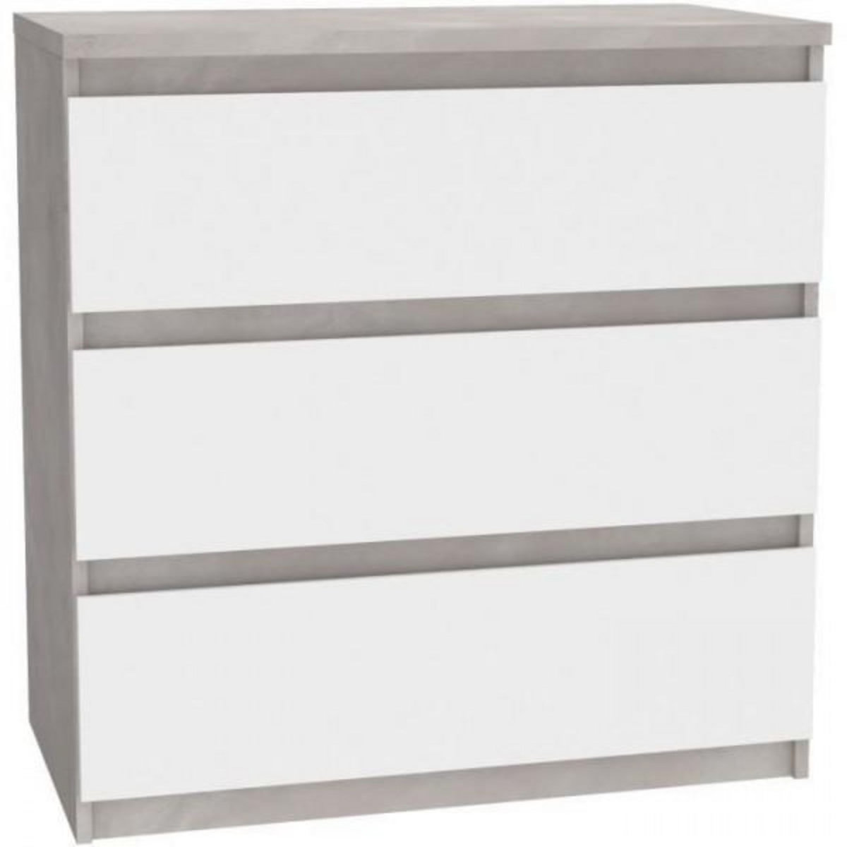 MARKET24 Commode CHELSEA 3 Tiroirs - Couleur blanc/béton clair - L 77,2 x P 42 x H 79,9 cm