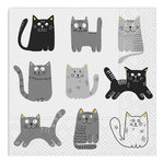Paris Prix Lot de 20 Serviettes en Papier  Chats  33x33cm Gris