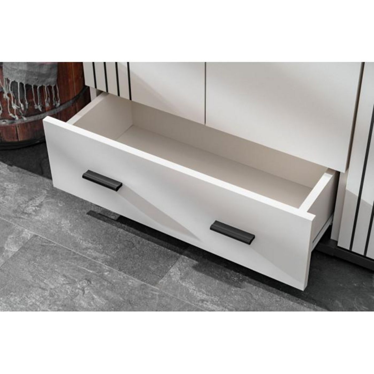 Paris Prix Armoire 2 Portes & 1 Tiroir  Hugo  60cm Gris & Noir