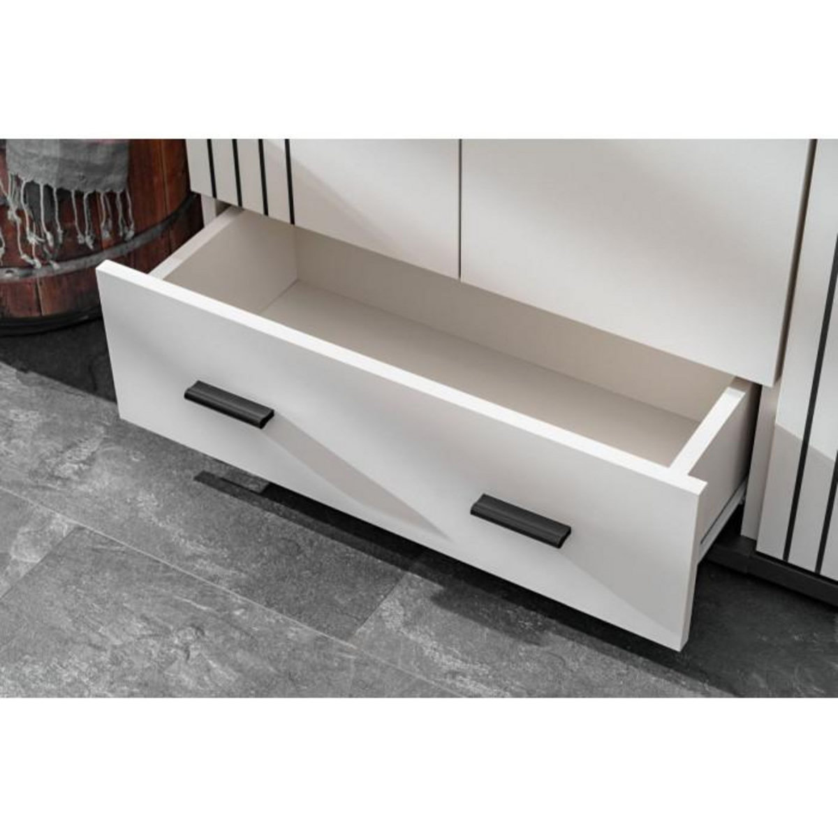 Paris Prix Armoire 2 Portes & 1 Tiroir  Hugo  60cm Gris & Noir