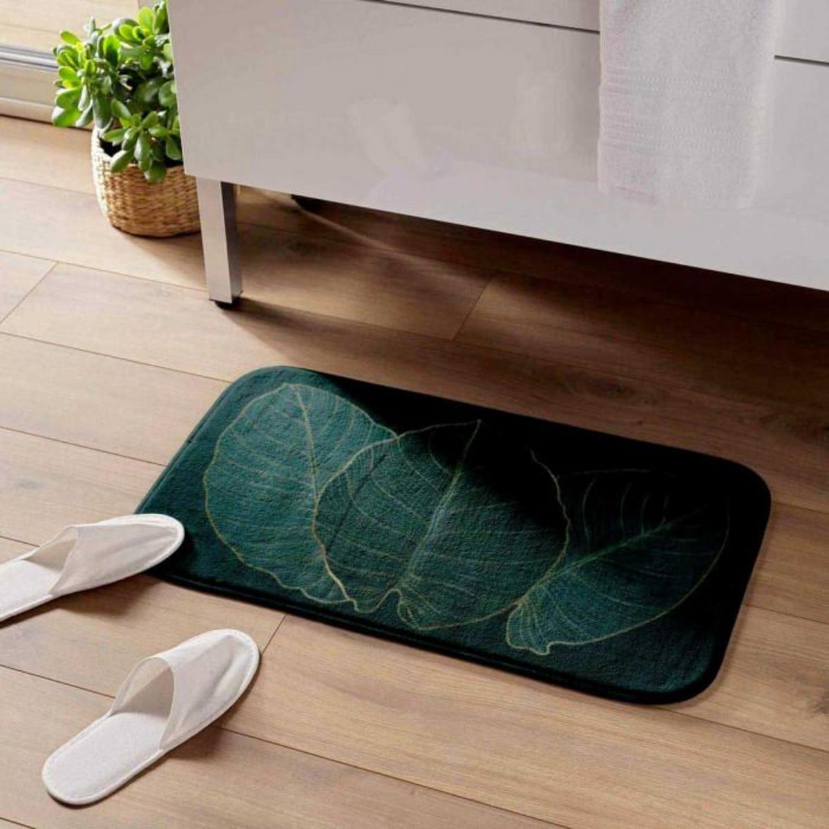 Paris Prix Tapis de Bain Microfibre  Jade  45x75cm Vert
