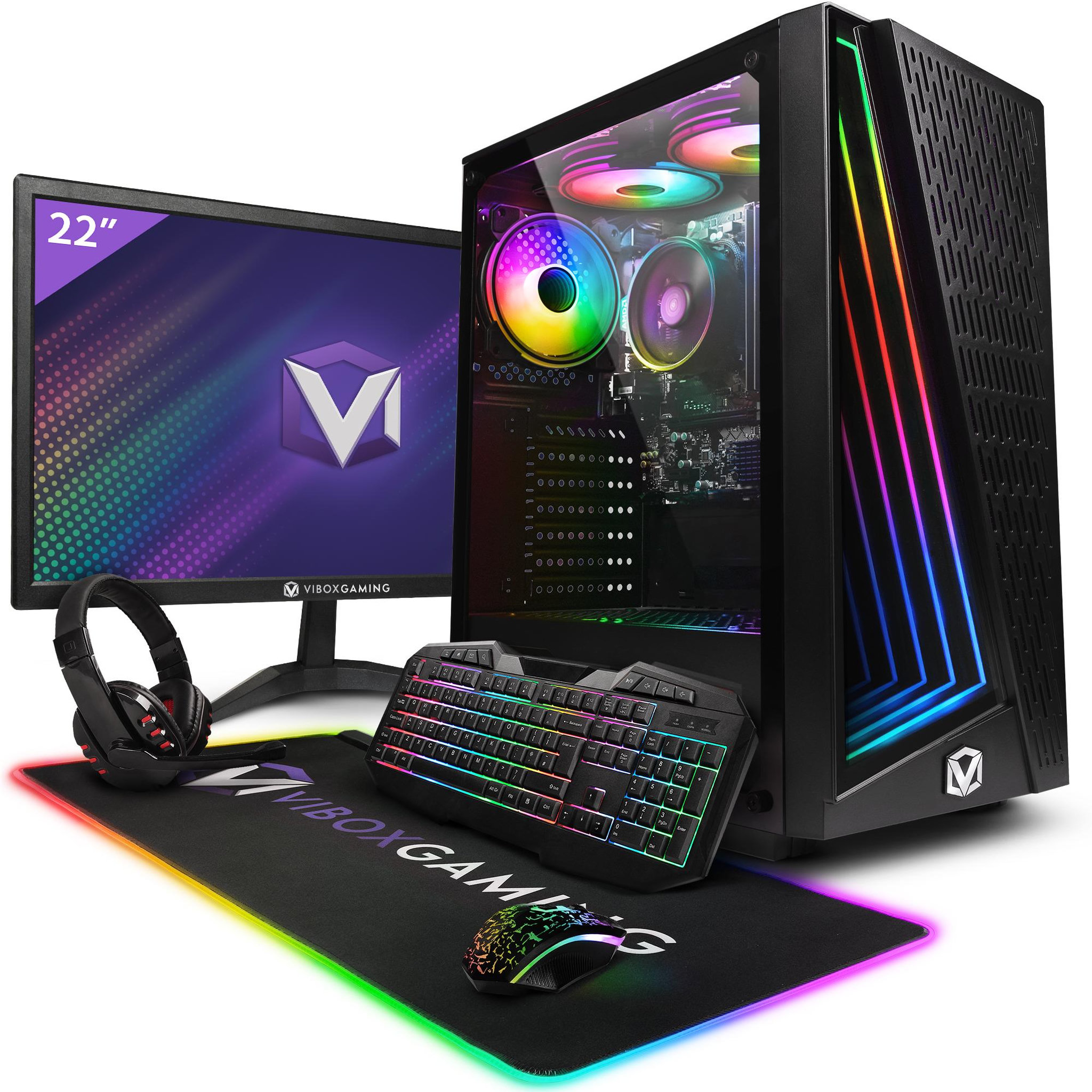 VIBOX PC Gamer Complet - Ryzen 3 3200G, Graphiques intégrés, 16 Go RAM, 1 To SSD, Linux, WiFi