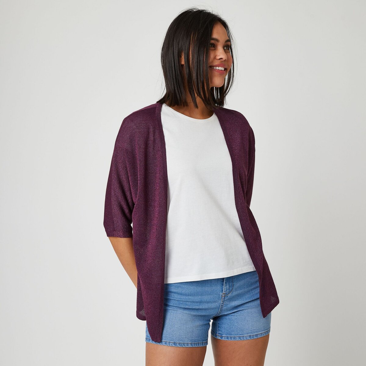 IN EXTENSO gilet cardigan femme violet taille M pas cher Auchan.fr