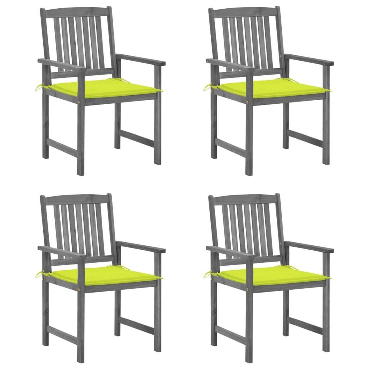 VIDAXL Chaises de jardin et coussins lot de 4 Gris Bois acacia massif